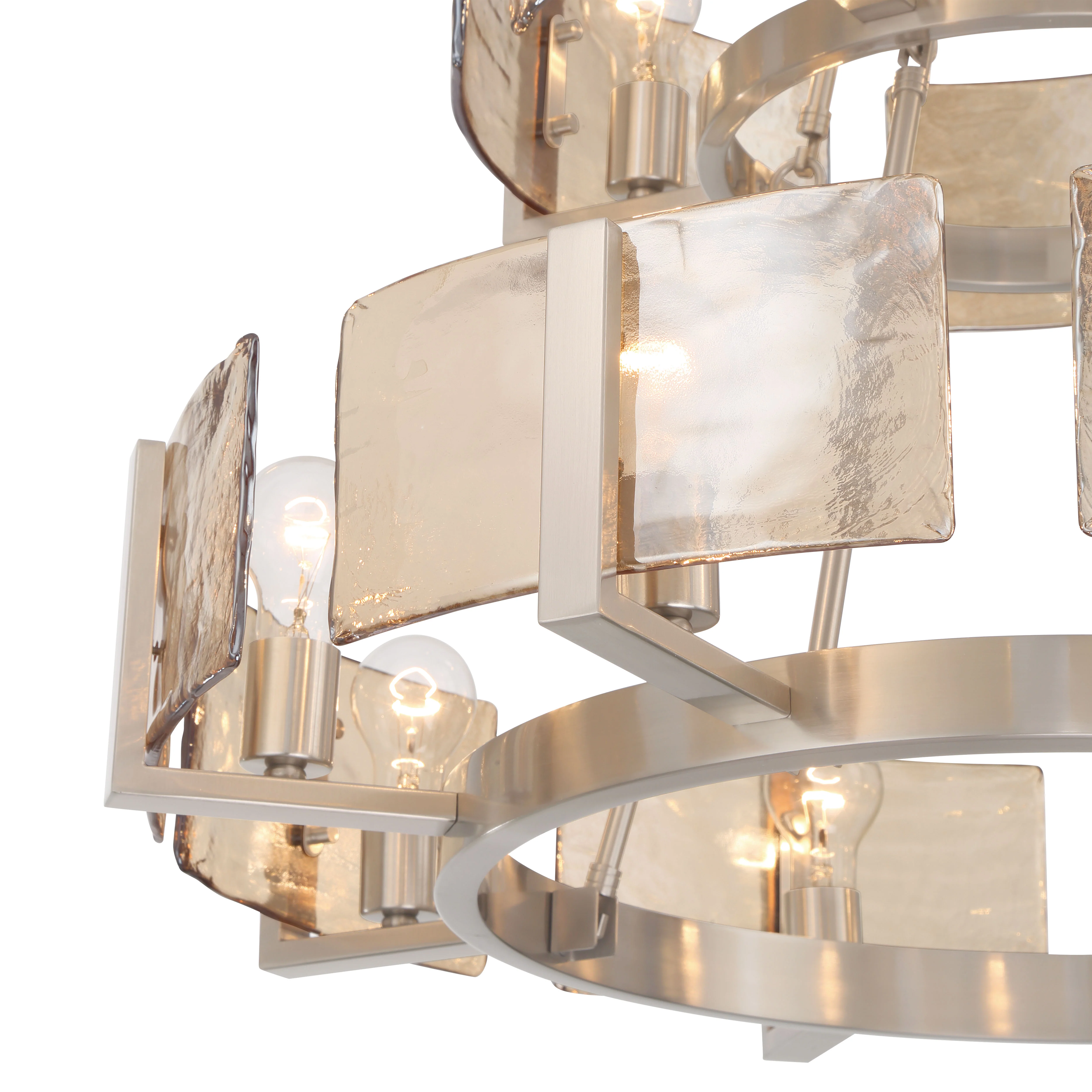 Aenon 12-light 2-tier Chandelier (4+8) in Pewter with Amber Water Glass - Image 6