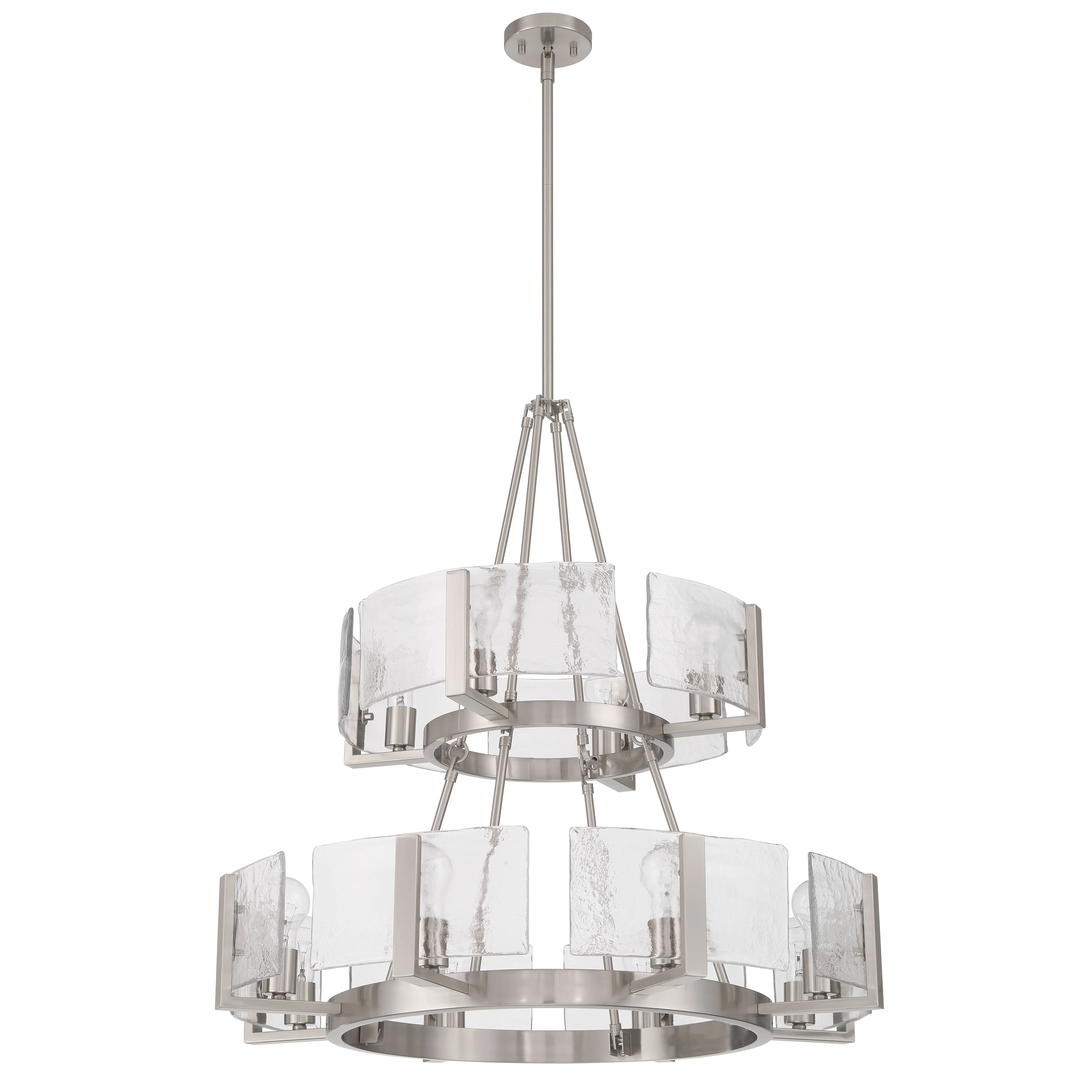 Aenon 12-light 2-tier Chandelier (4+8) in Pewter with Hammered Water Glass - Image 2
