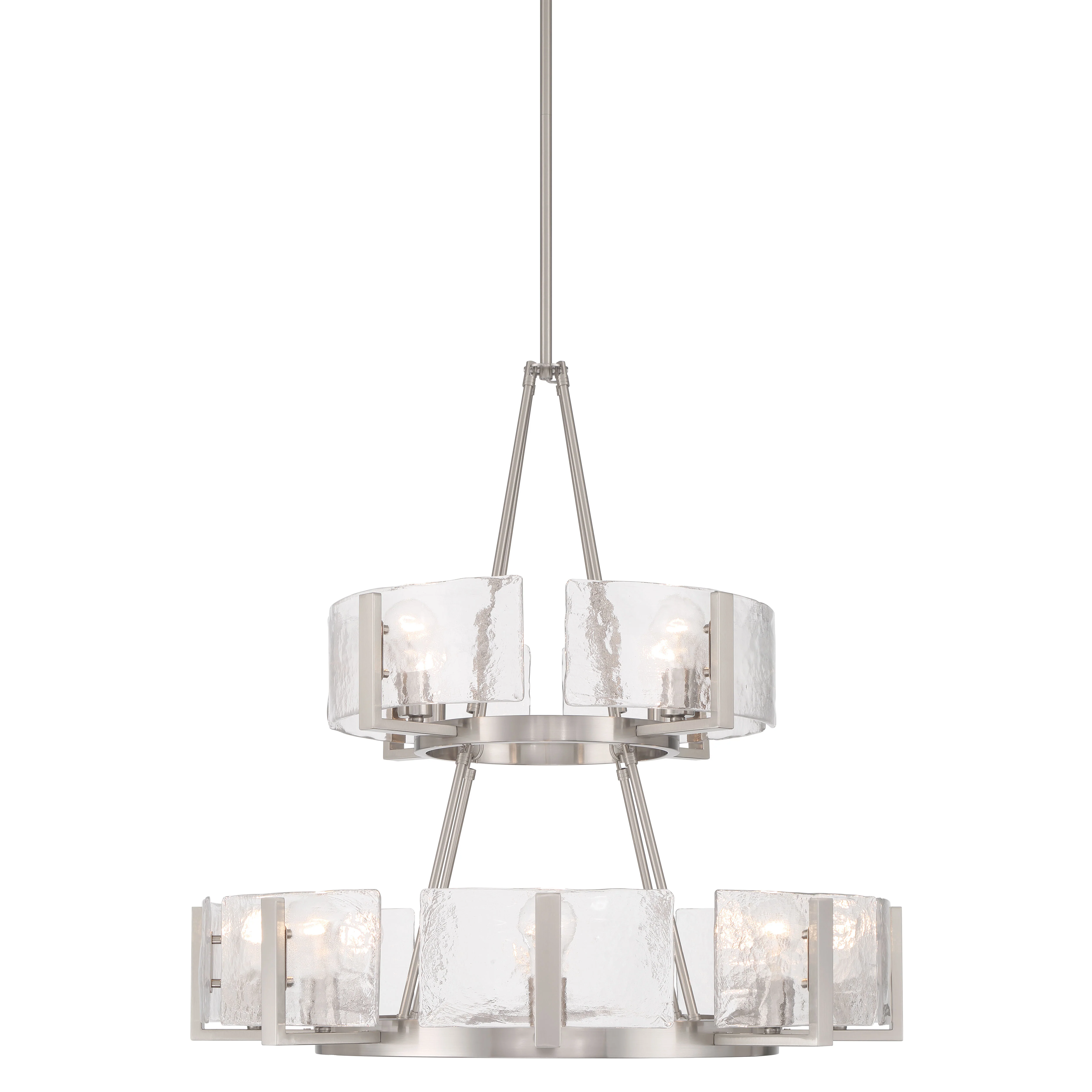 Aenon 12-light 2-tier Chandelier (4+8) in Pewter with Hammered Water Glass - Image 3