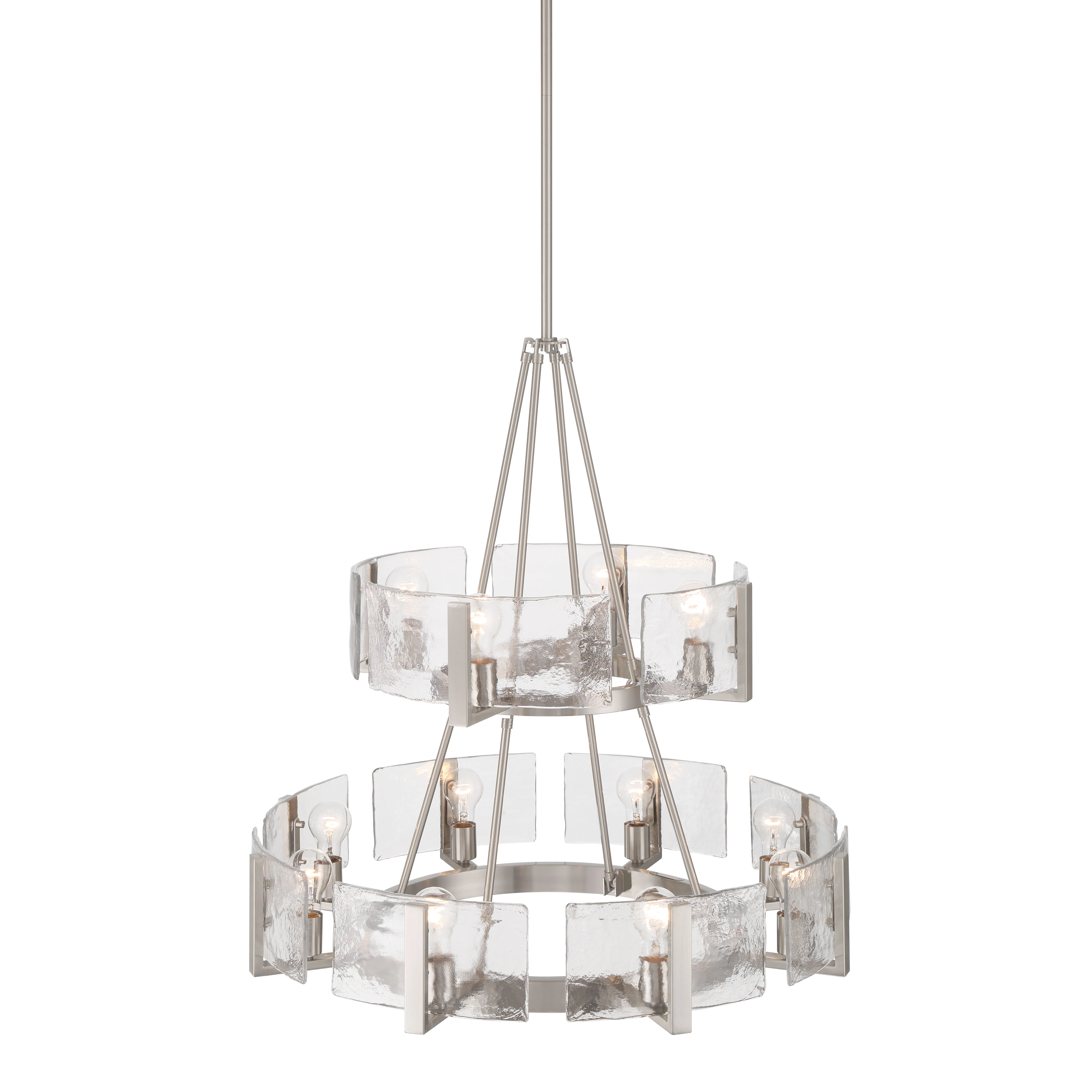 Aenon 12-light 2-tier Chandelier (4+8) in Pewter with Hammered Water Glass - Image 4