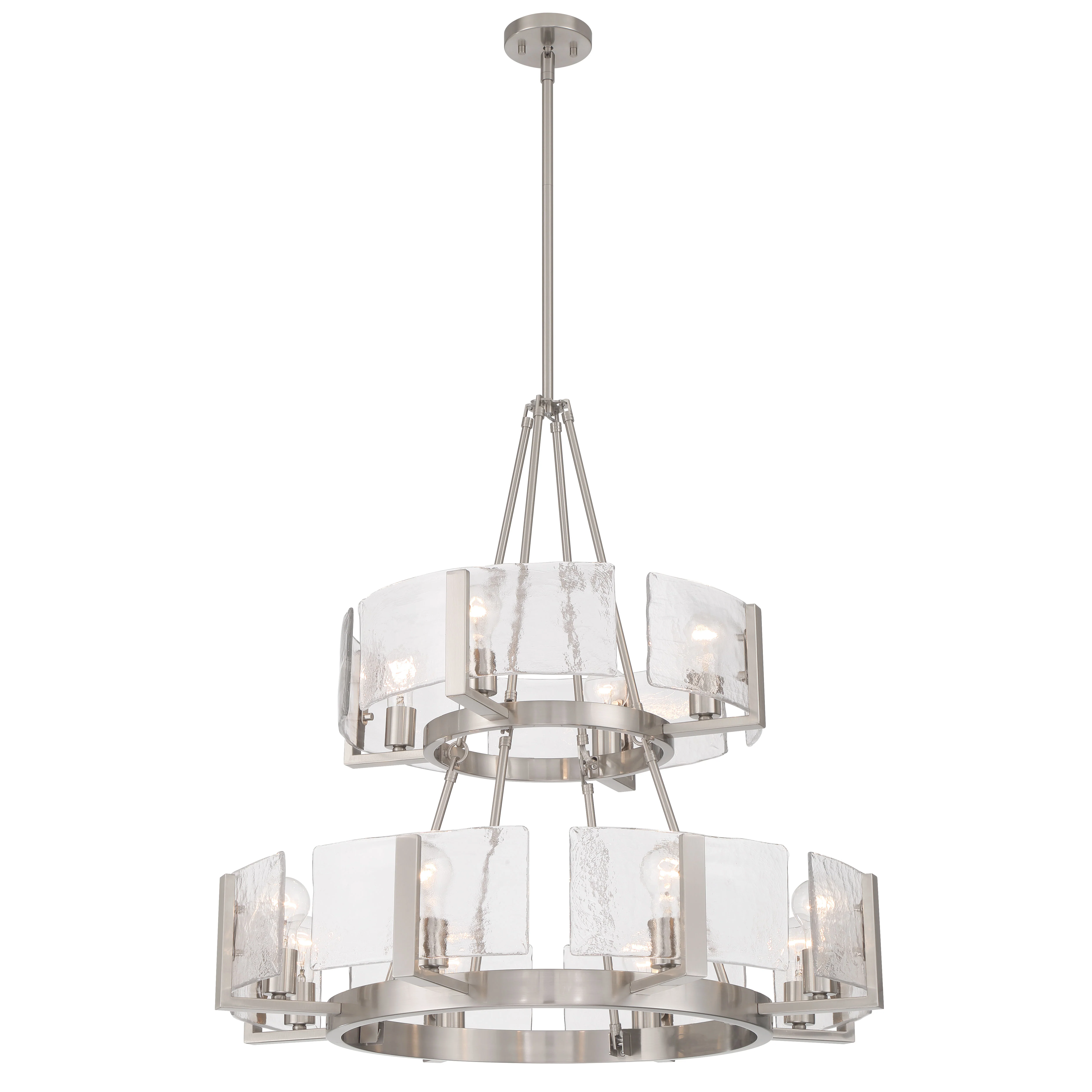 Aenon 12-light 2-tier Chandelier (4+8) in Pewter with Hammered Water Glass - Image 5