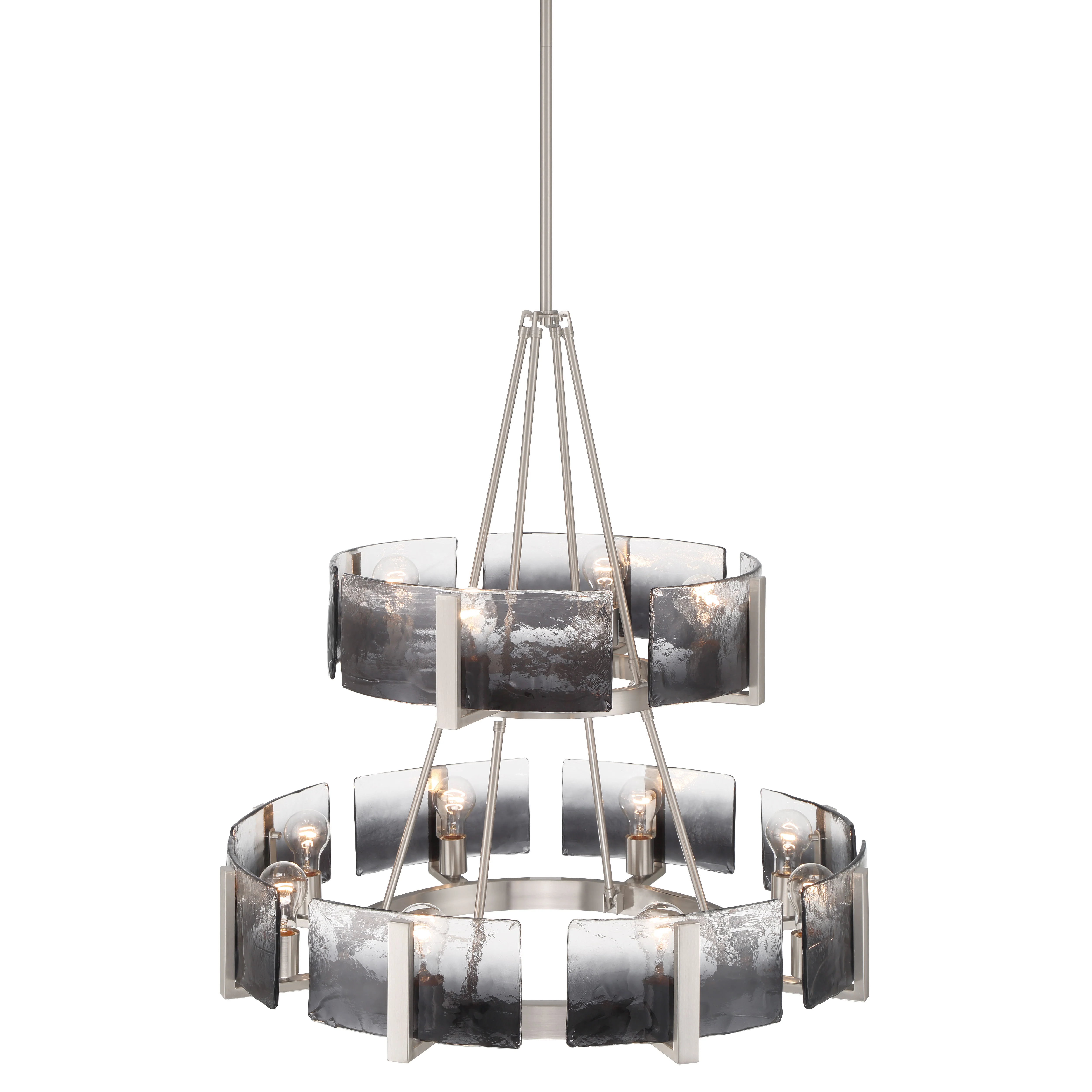Aenon 12-light 2-tier Chandelier (4+8) in Pewter with Smokey Water Glass - Image 4