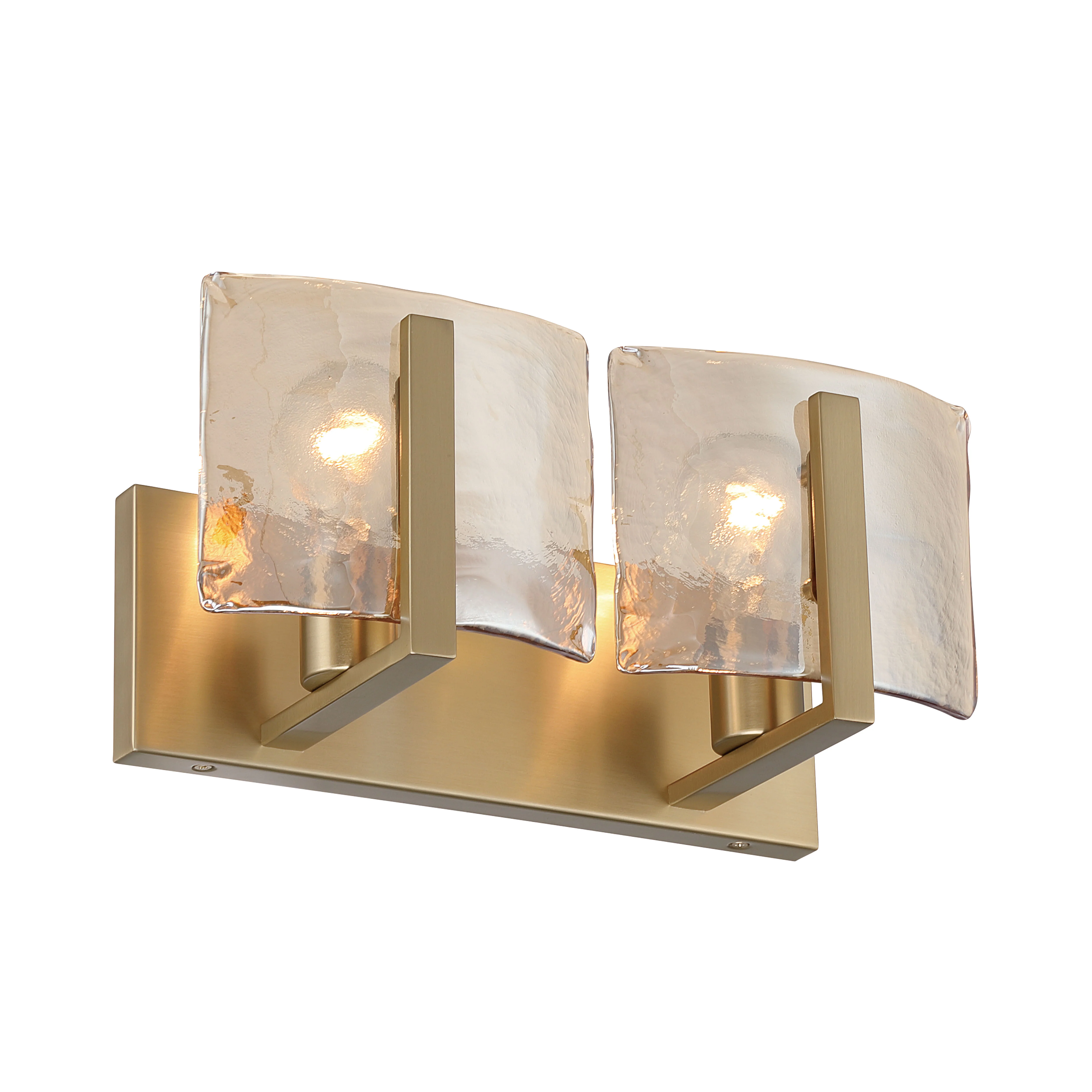 Aenon 2-light Vanity in Brushed Champagne Brass with Amber Water Glass