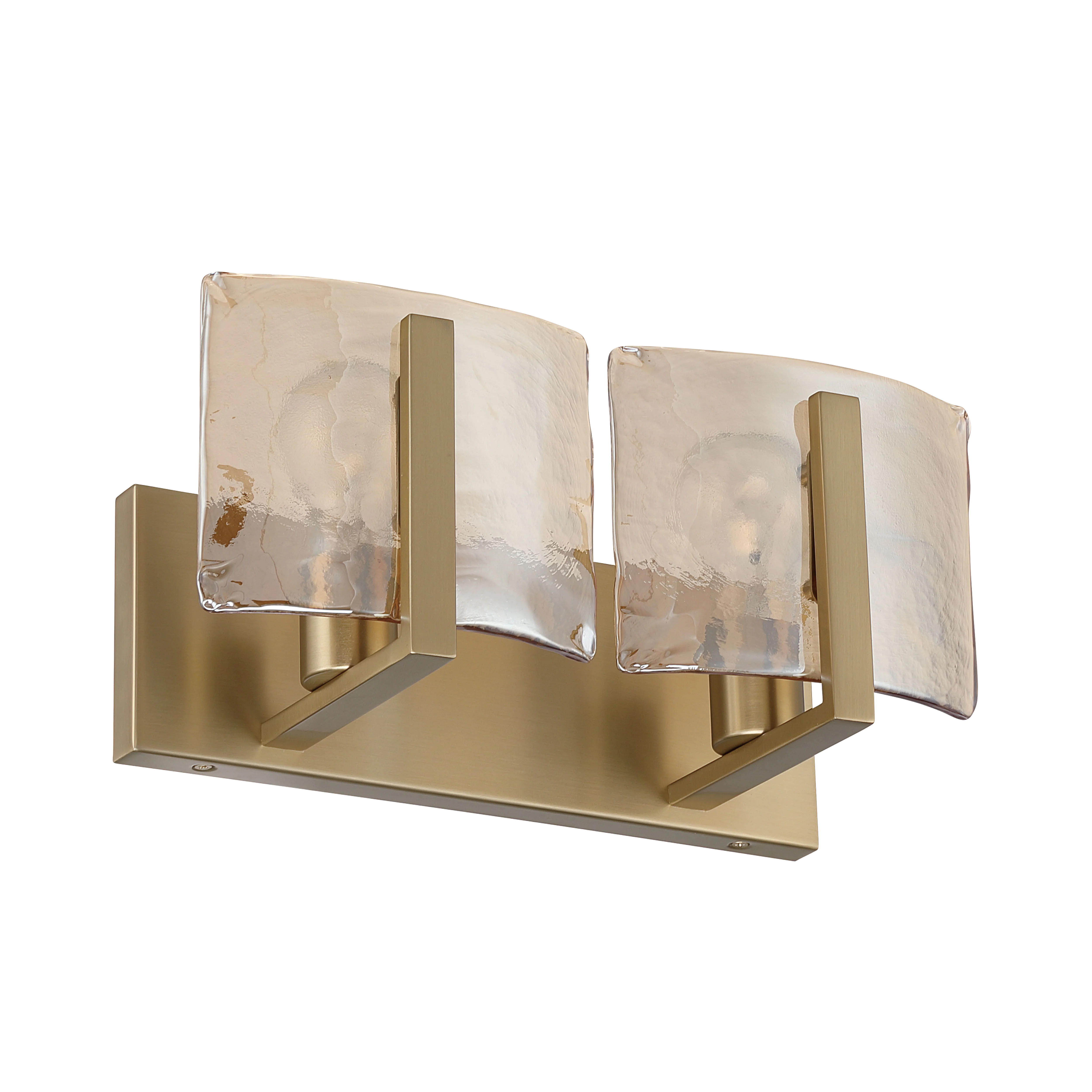 Aenon 2-light Vanity in Brushed Champagne Brass with Amber Water Glass - Image 2