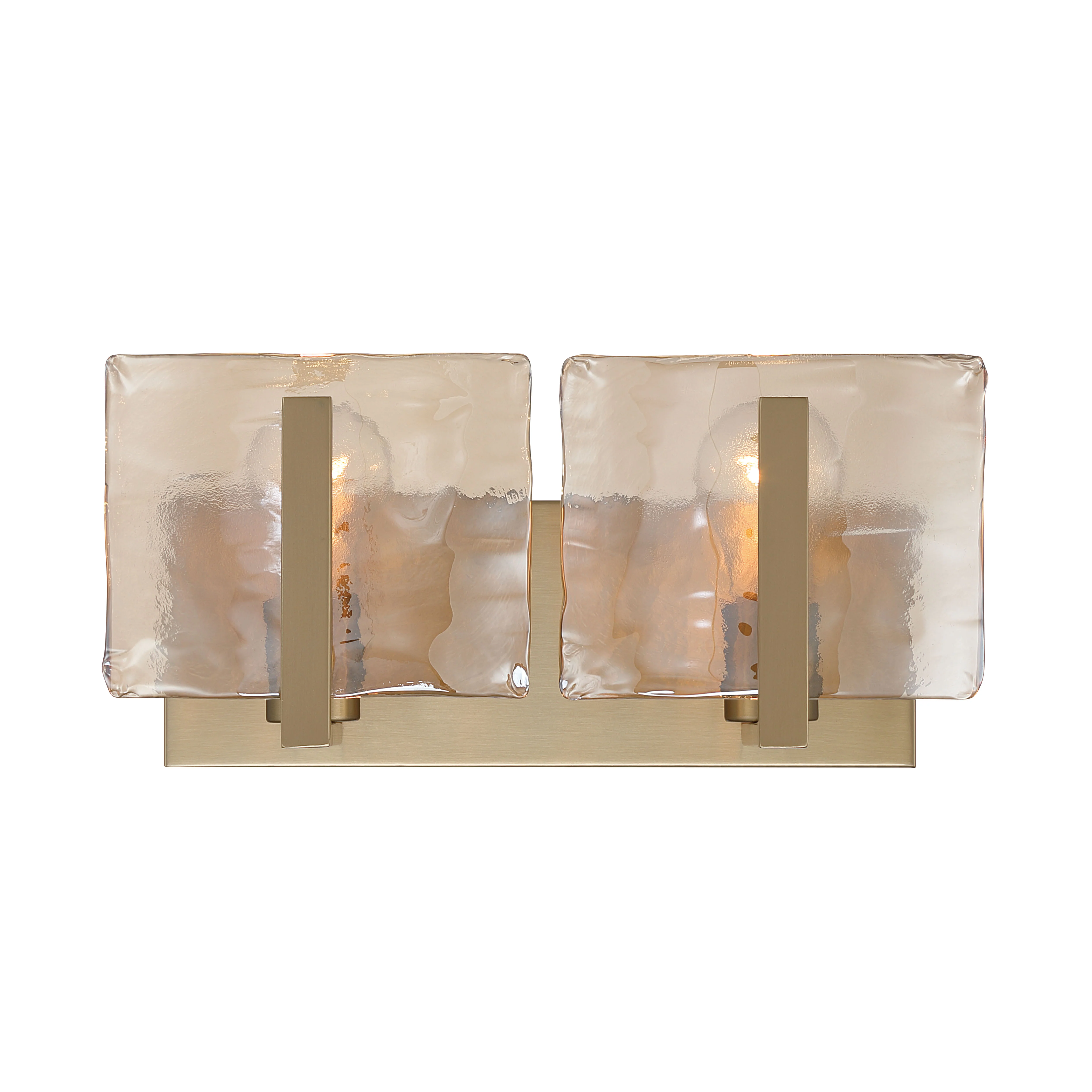 Aenon 2-light Vanity in Brushed Champagne Brass with Amber Water Glass - Image 3