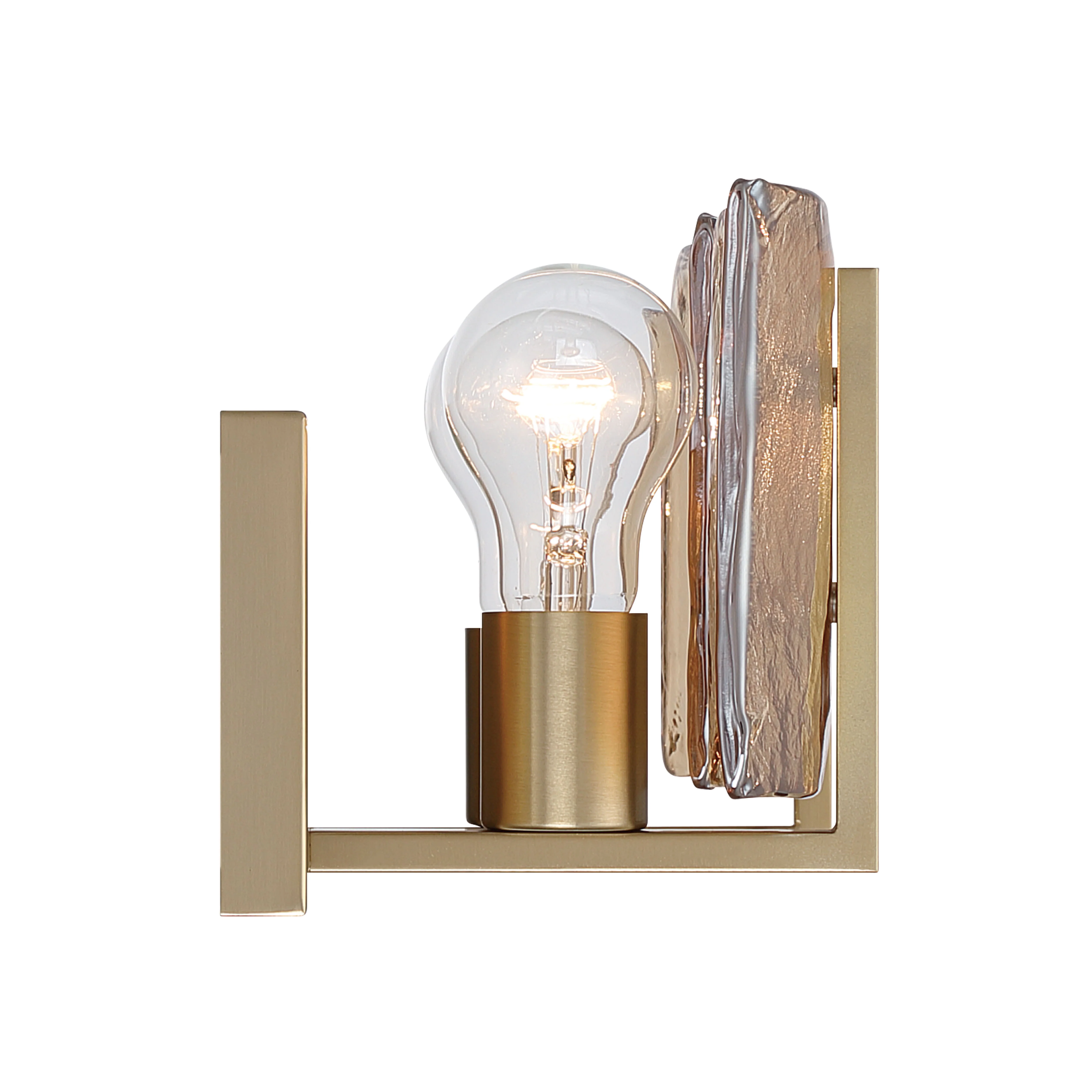 Aenon 2-light Vanity in Brushed Champagne Brass with Amber Water Glass - Image 4