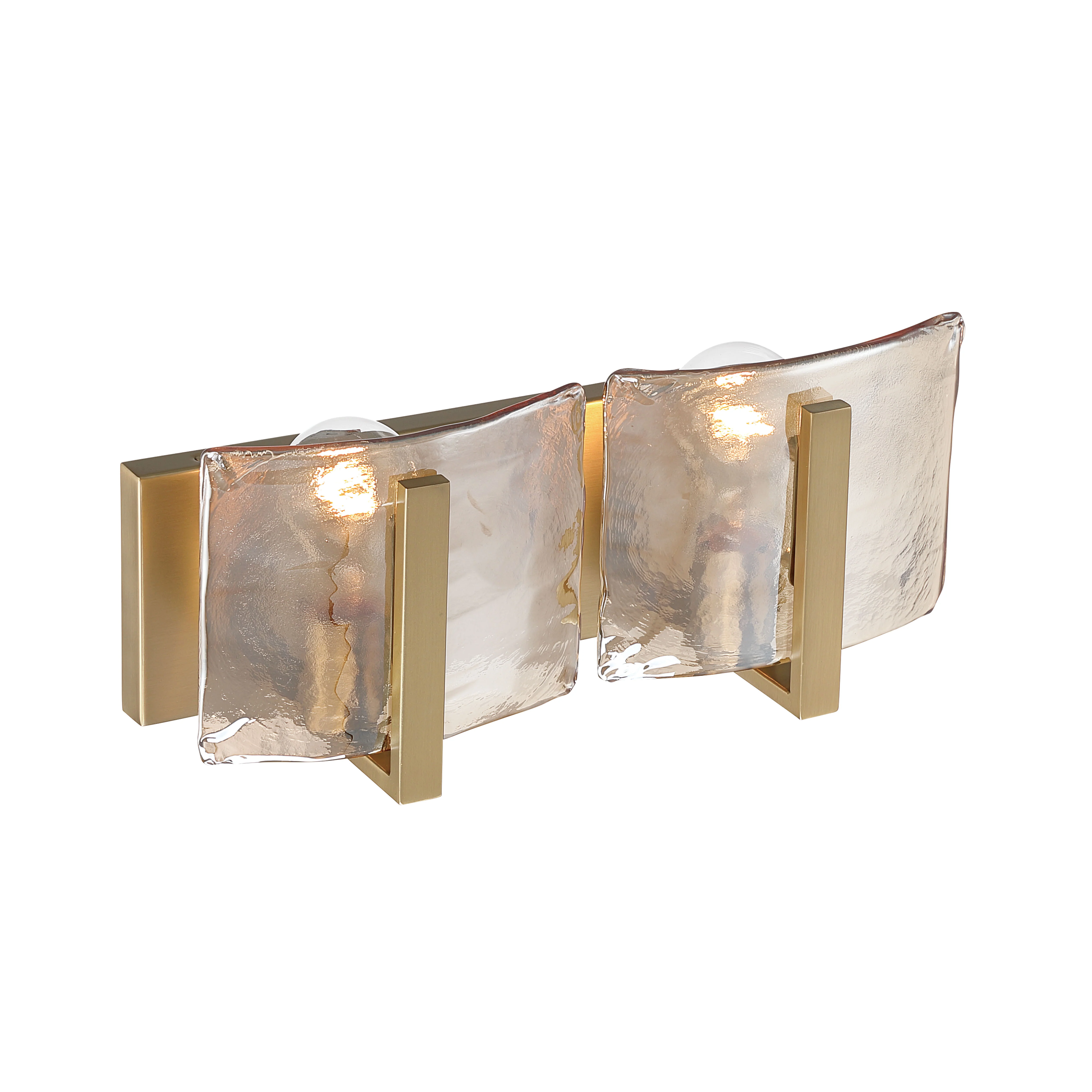 Aenon 2-light Vanity in Brushed Champagne Brass with Amber Water Glass - Image 5