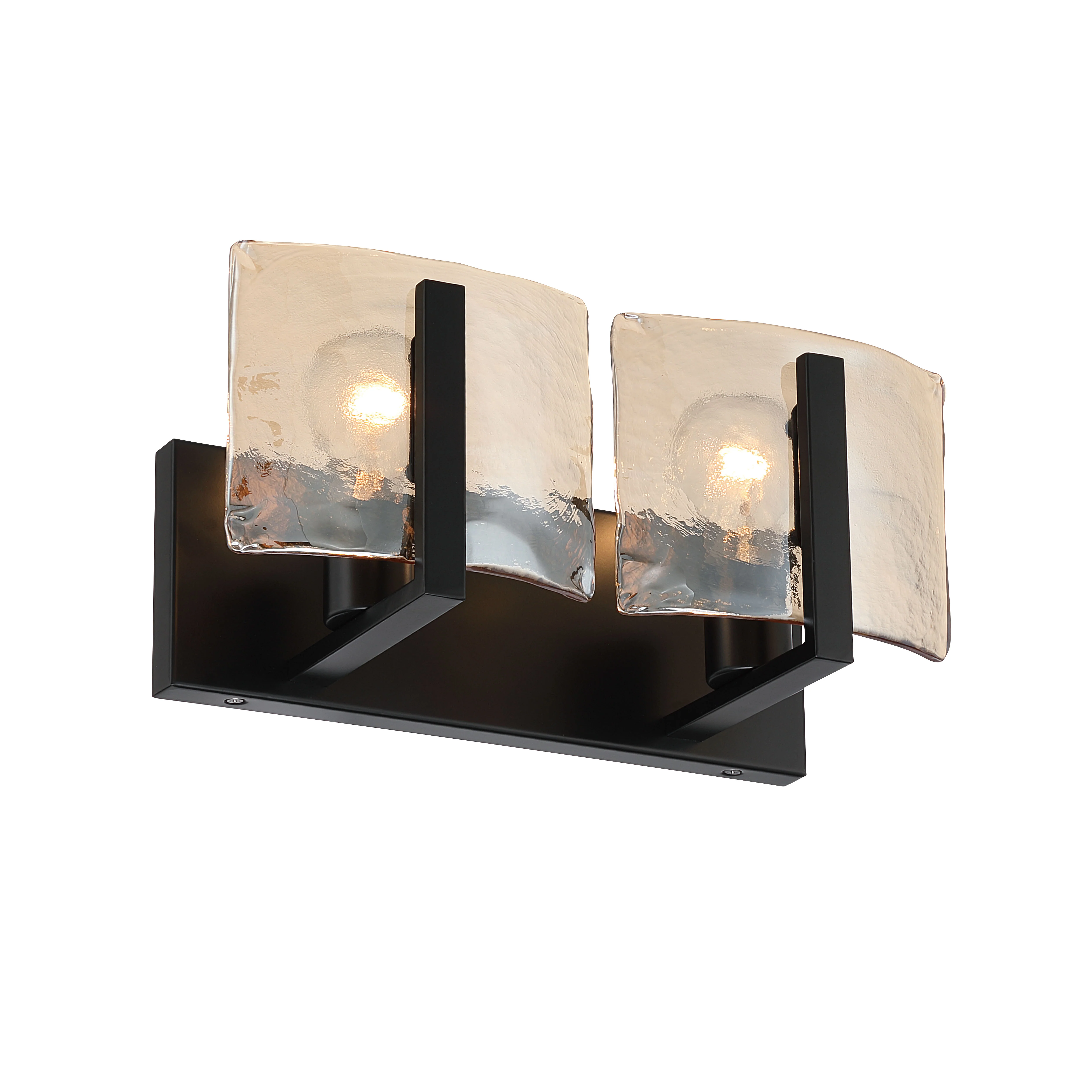 Aenon 2-light Vanity in Matte Black with Amber Water Glass