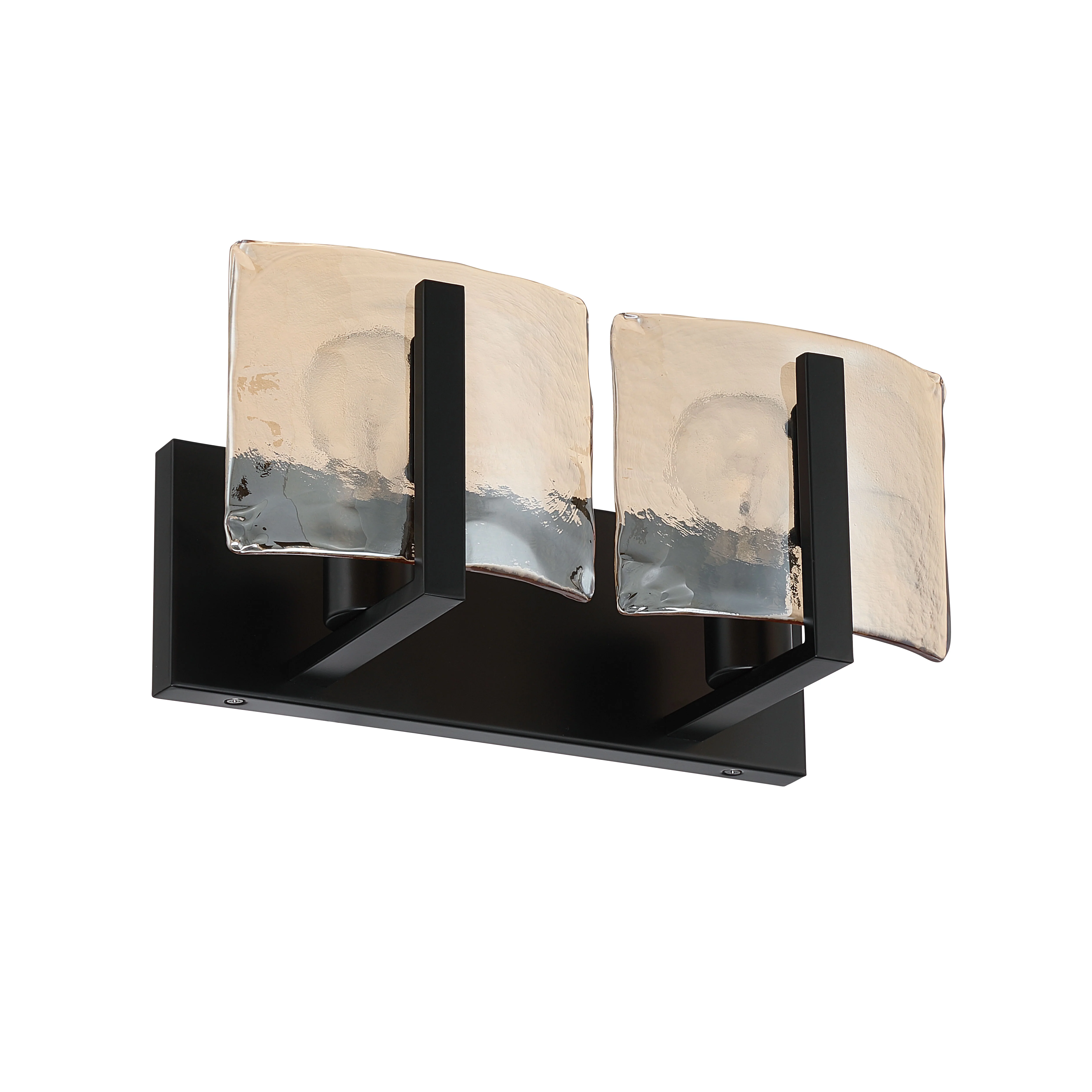 Aenon 2-light Vanity in Matte Black with Amber Water Glass - Image 2