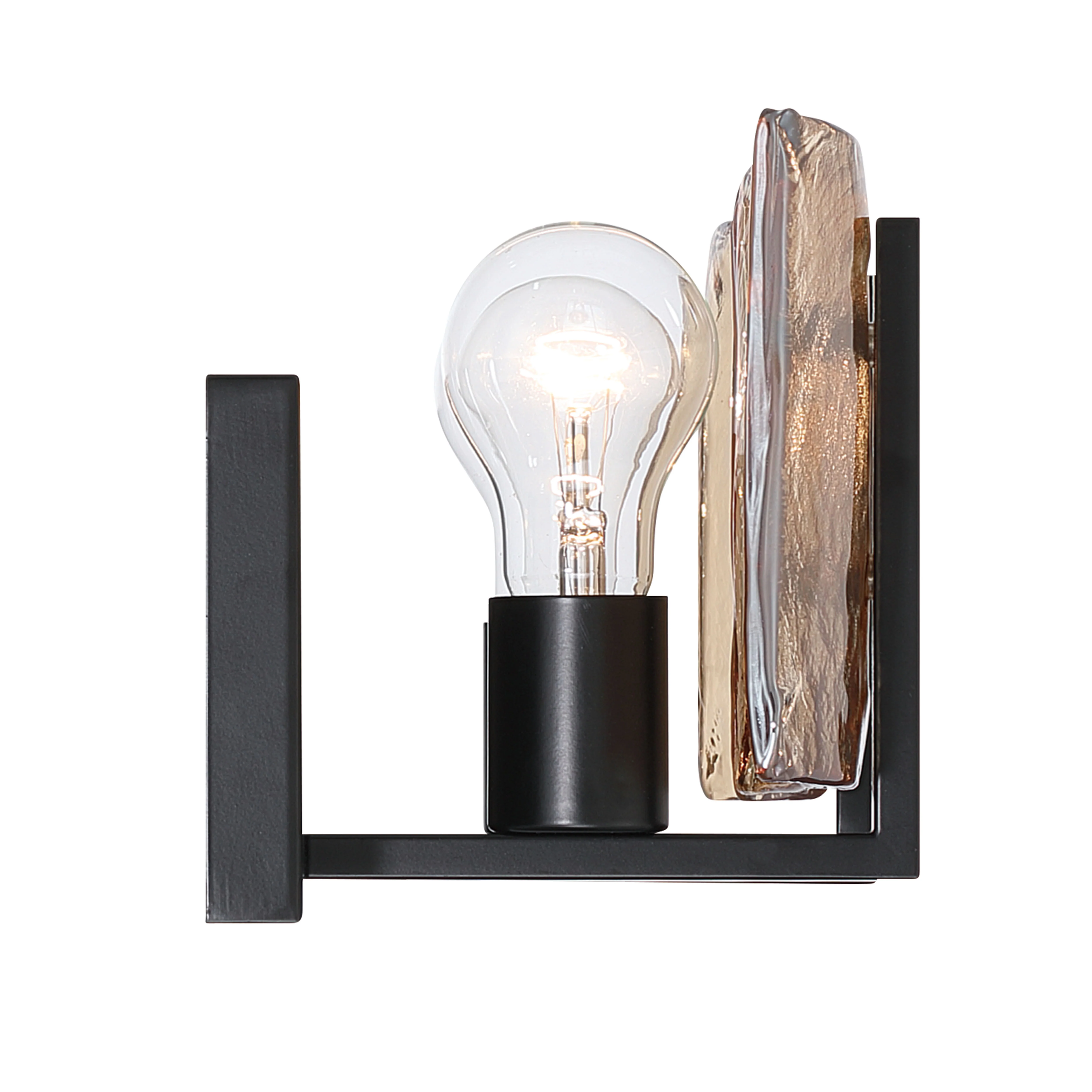 Aenon 2-light Vanity in Matte Black with Amber Water Glass - Image 4