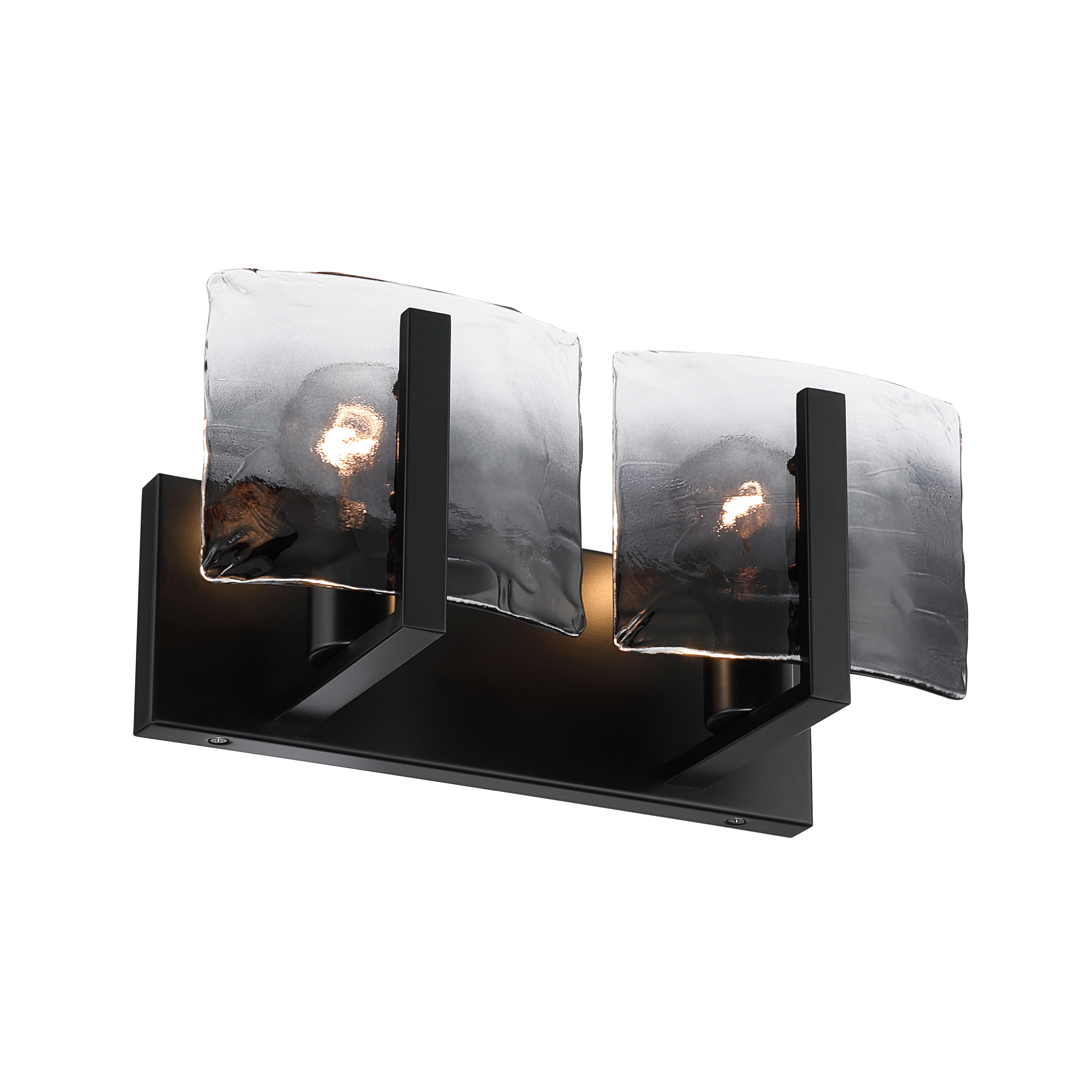 Aenon 2-light Vanity in Matte Black with Smokey Water Glass