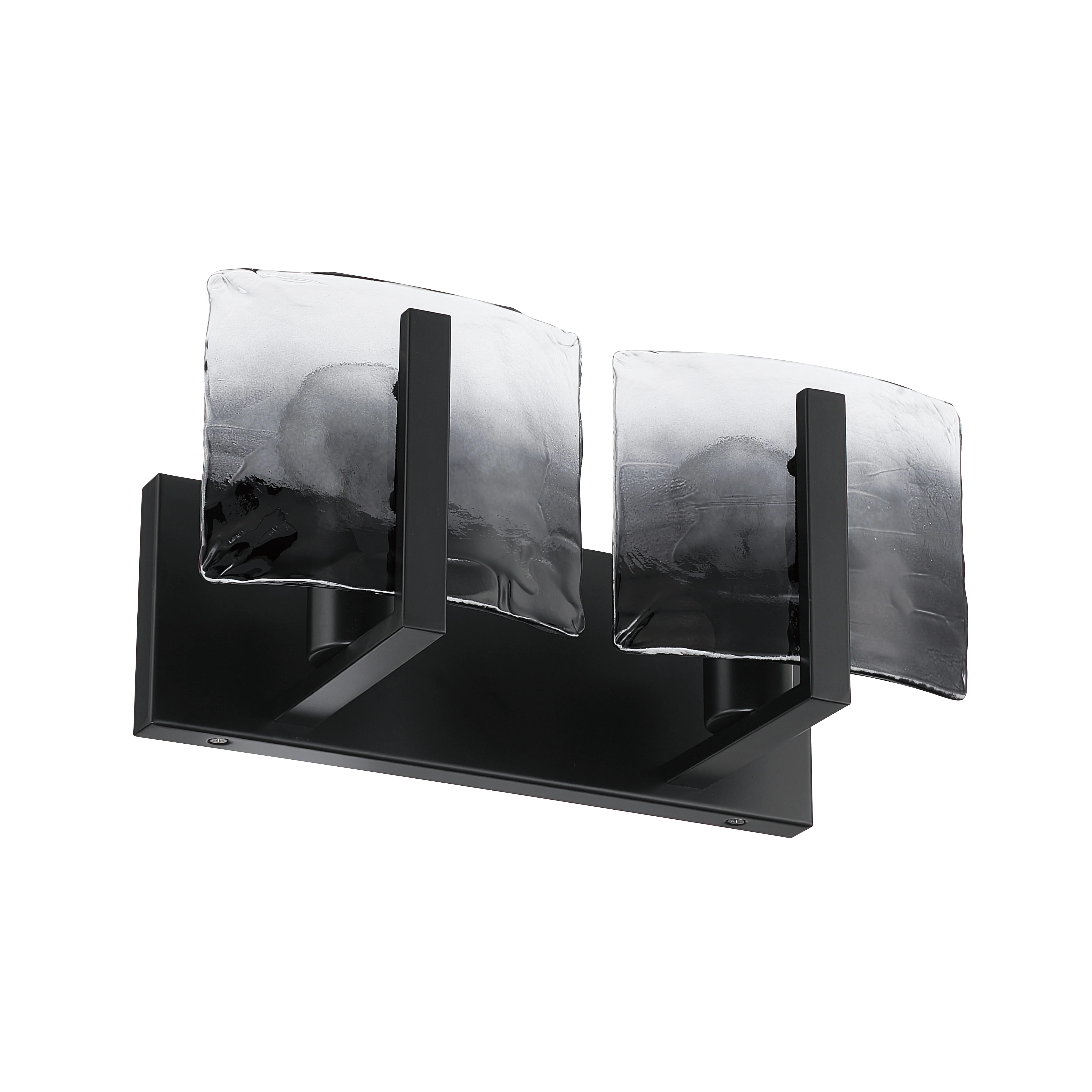Aenon 2-light Vanity in Matte Black with Smokey Water Glass - Image 2