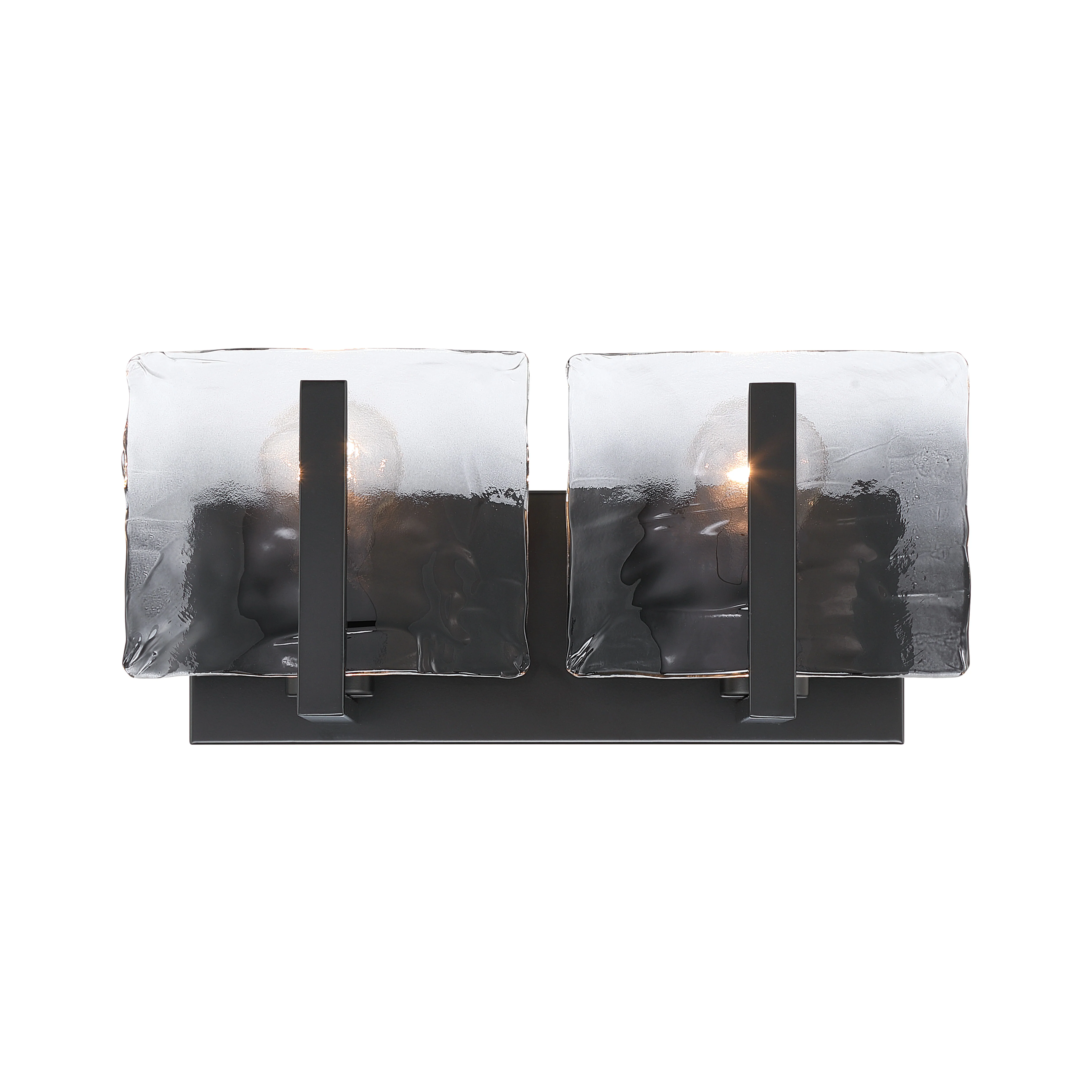 Aenon 2-light Vanity in Matte Black with Smokey Water Glass - Image 3
