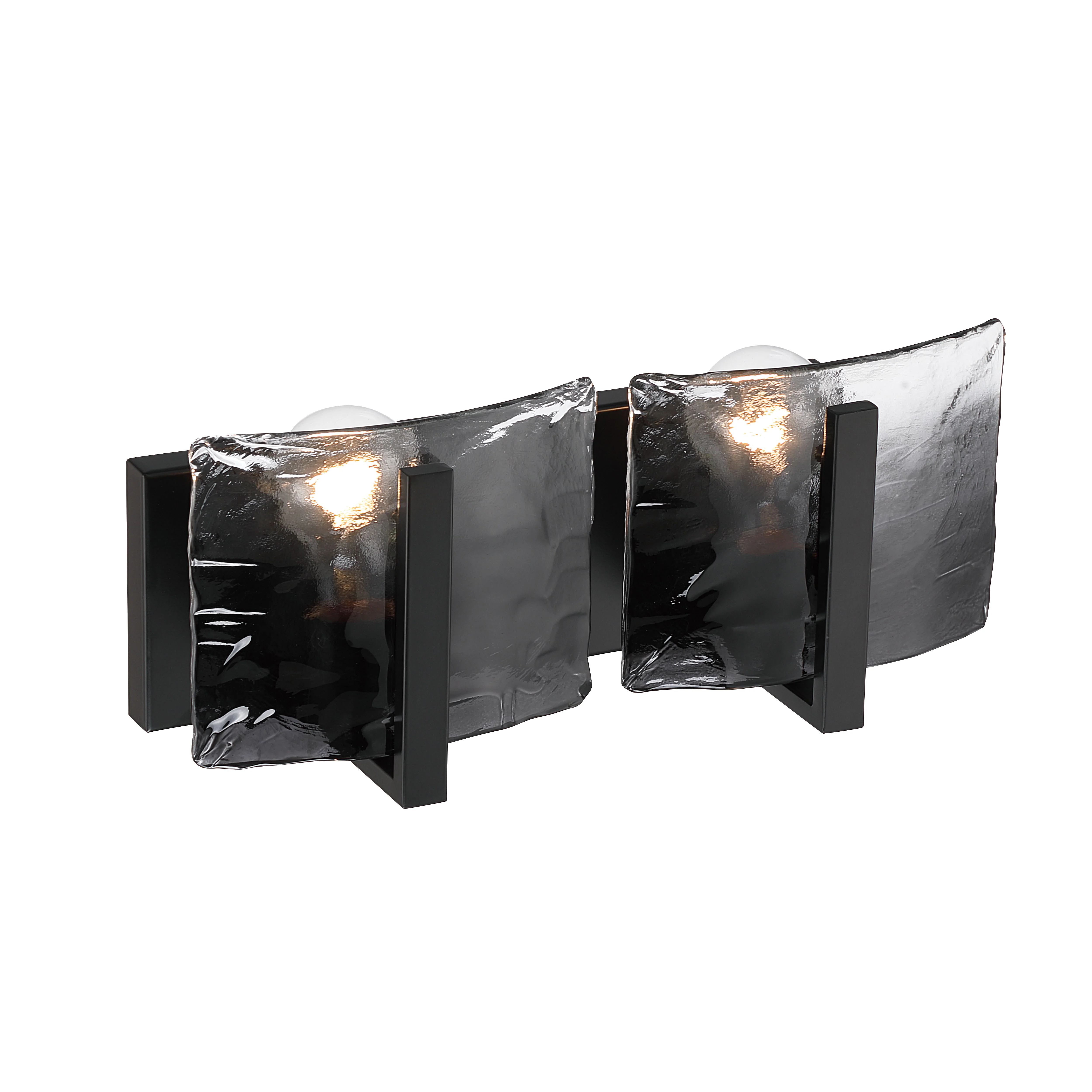 Aenon 2-light Vanity in Matte Black with Smokey Water Glass - Image 5