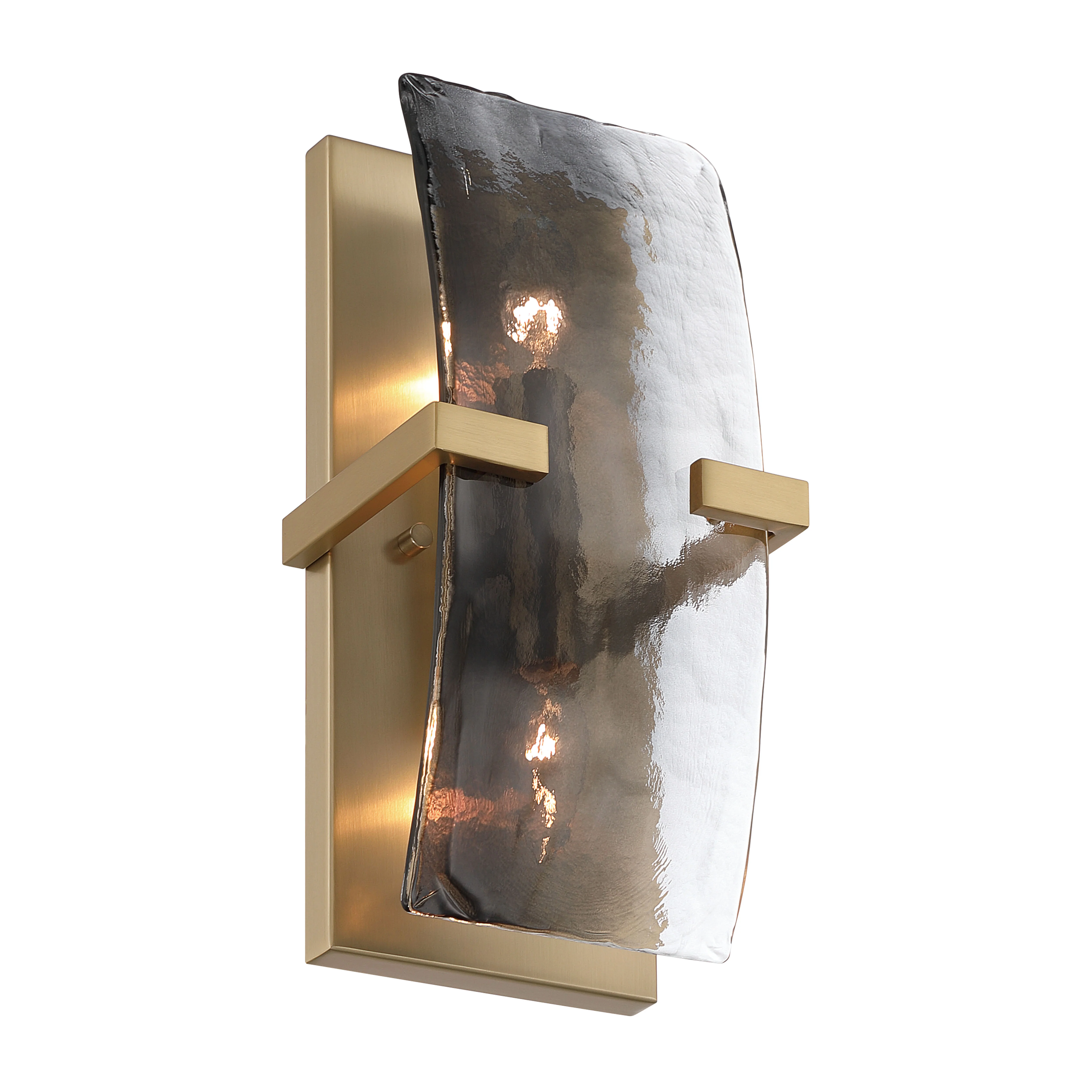 Aenon 2-light Wall Sconce in Brushed Champagne Brass with Smokey Water Glass