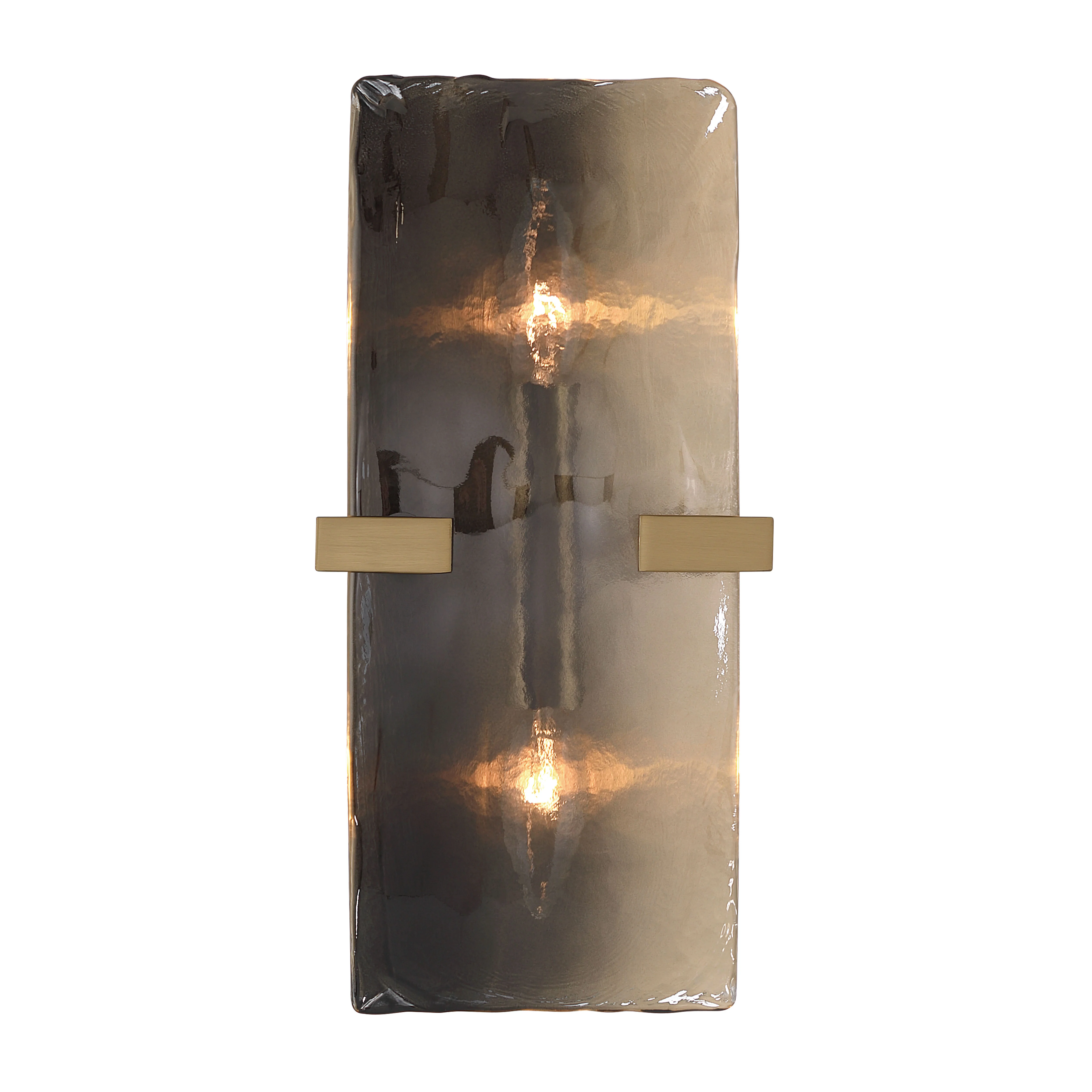 Aenon 2-light Wall Sconce in Brushed Champagne Brass with Smokey Water Glass - Image 3