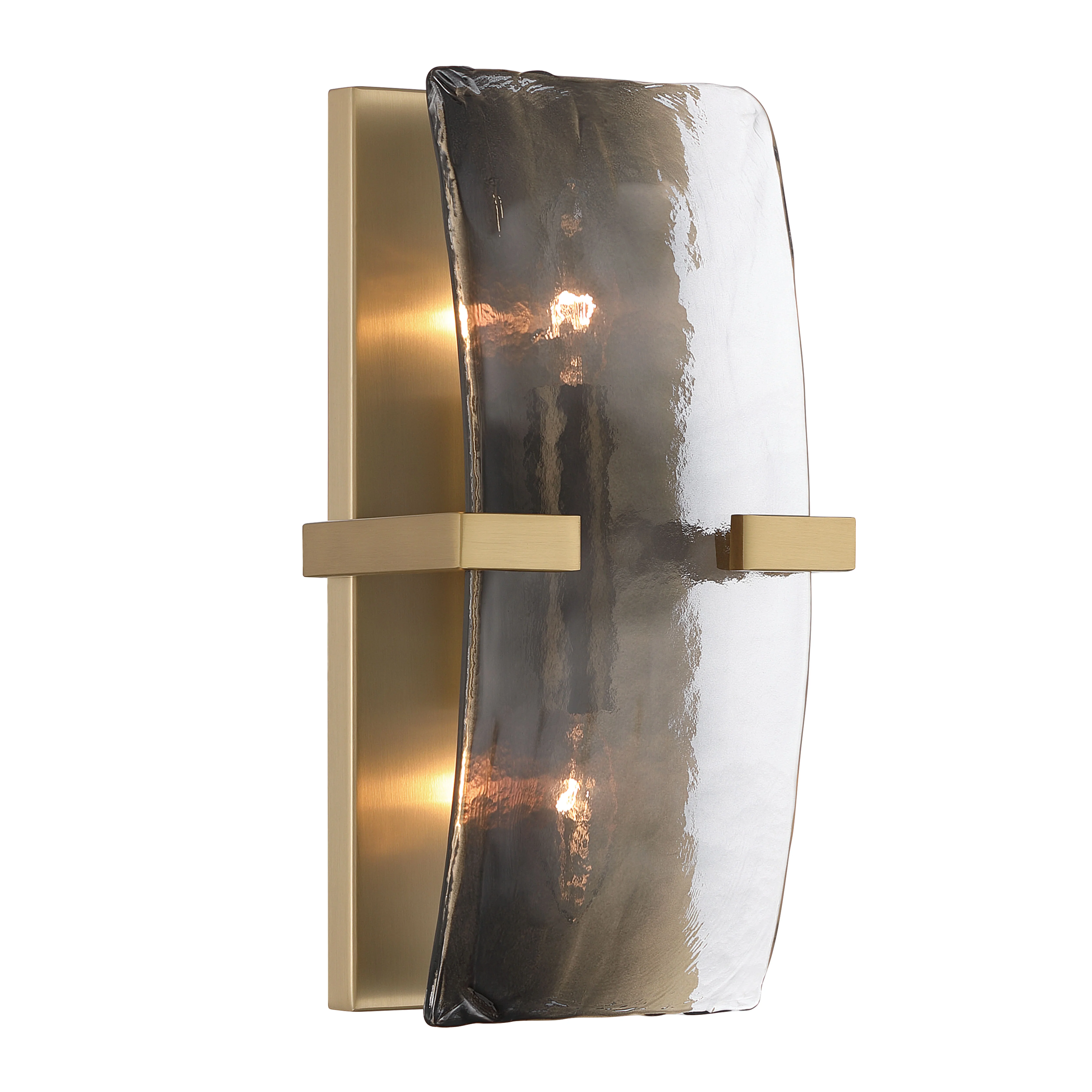 Aenon 2-light Wall Sconce in Brushed Champagne Brass with Smokey Water Glass - Image 4