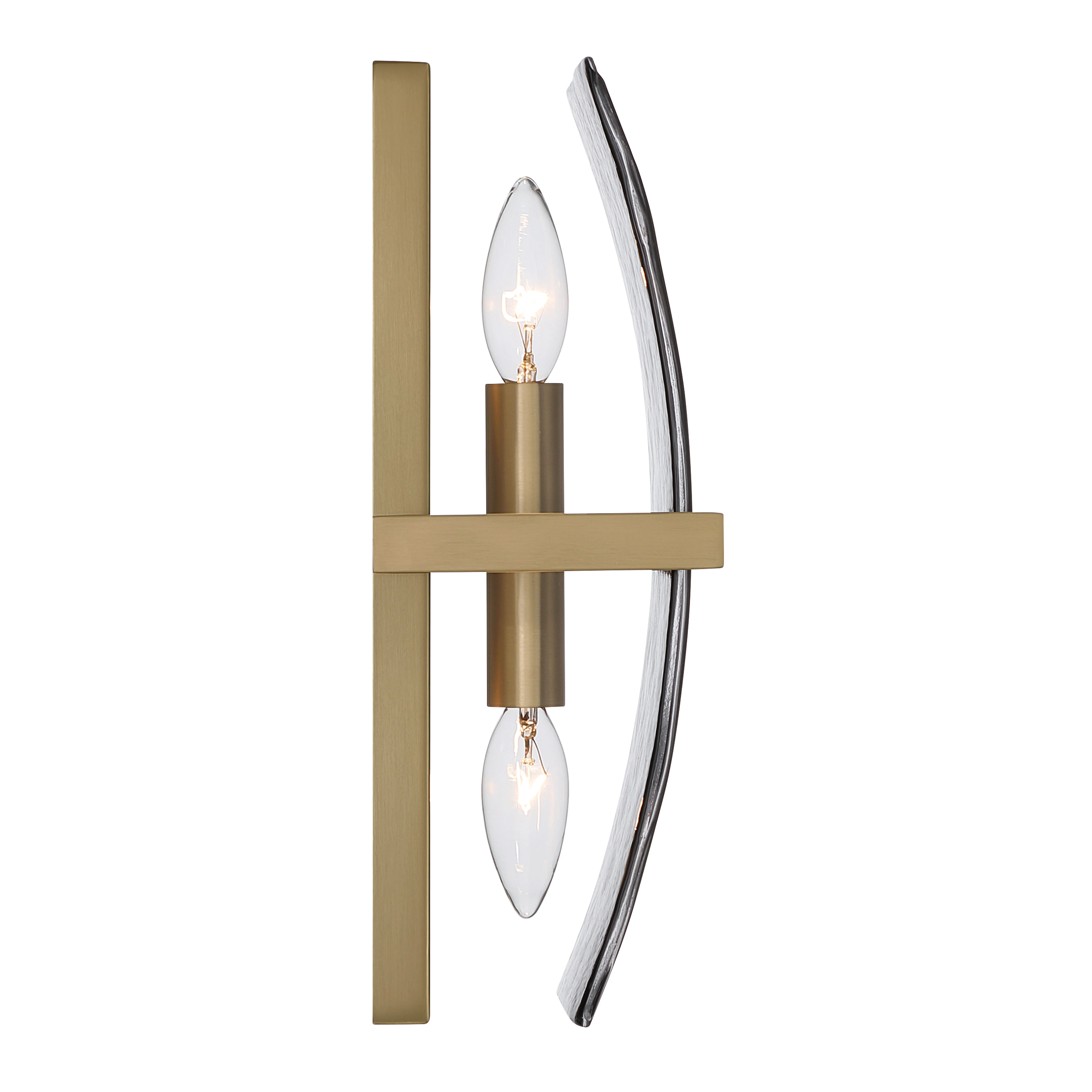 Aenon 2-light Wall Sconce in Brushed Champagne Brass with Smokey Water Glass - Image 5