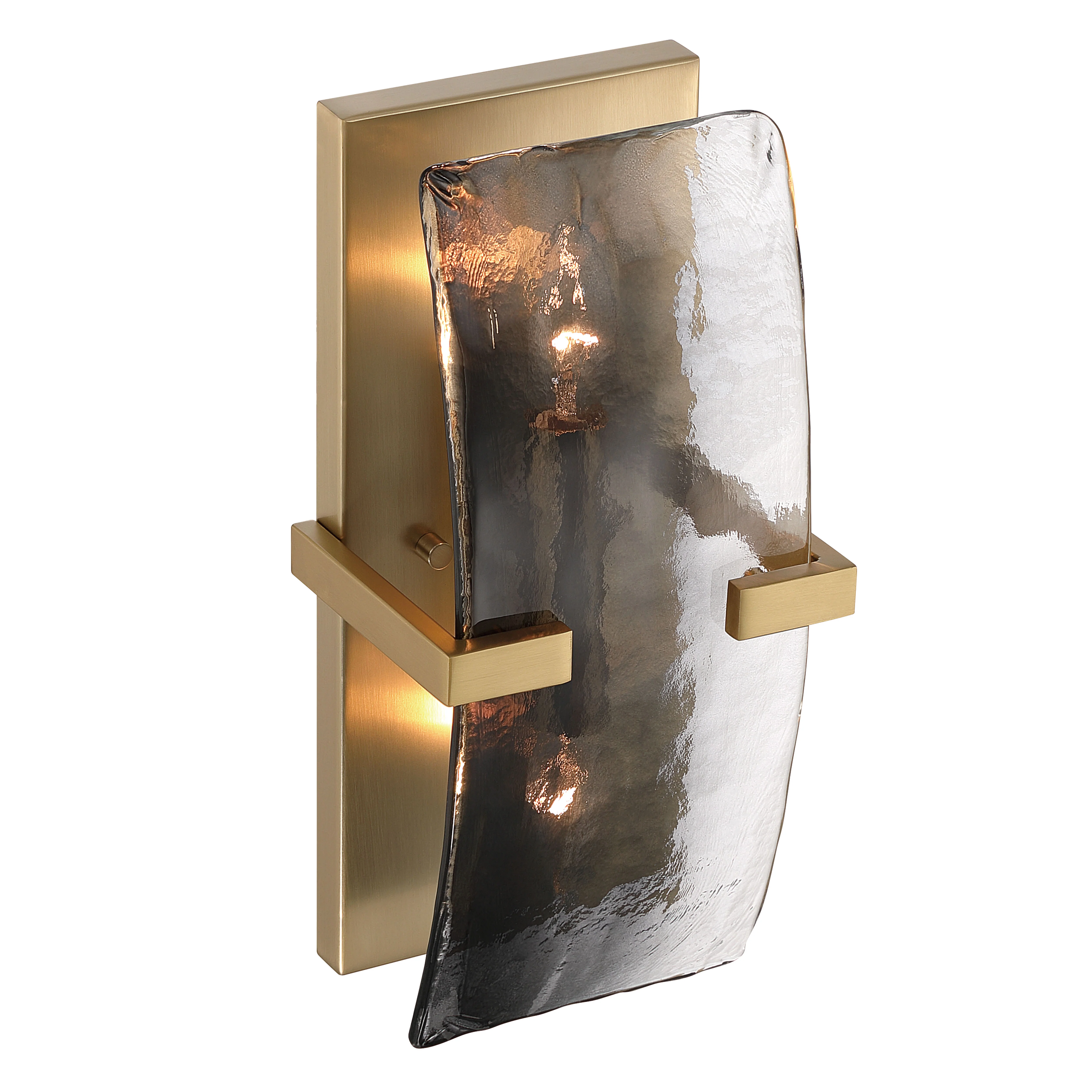 Aenon 2-light Wall Sconce in Brushed Champagne Brass with Smokey Water Glass - Image 6