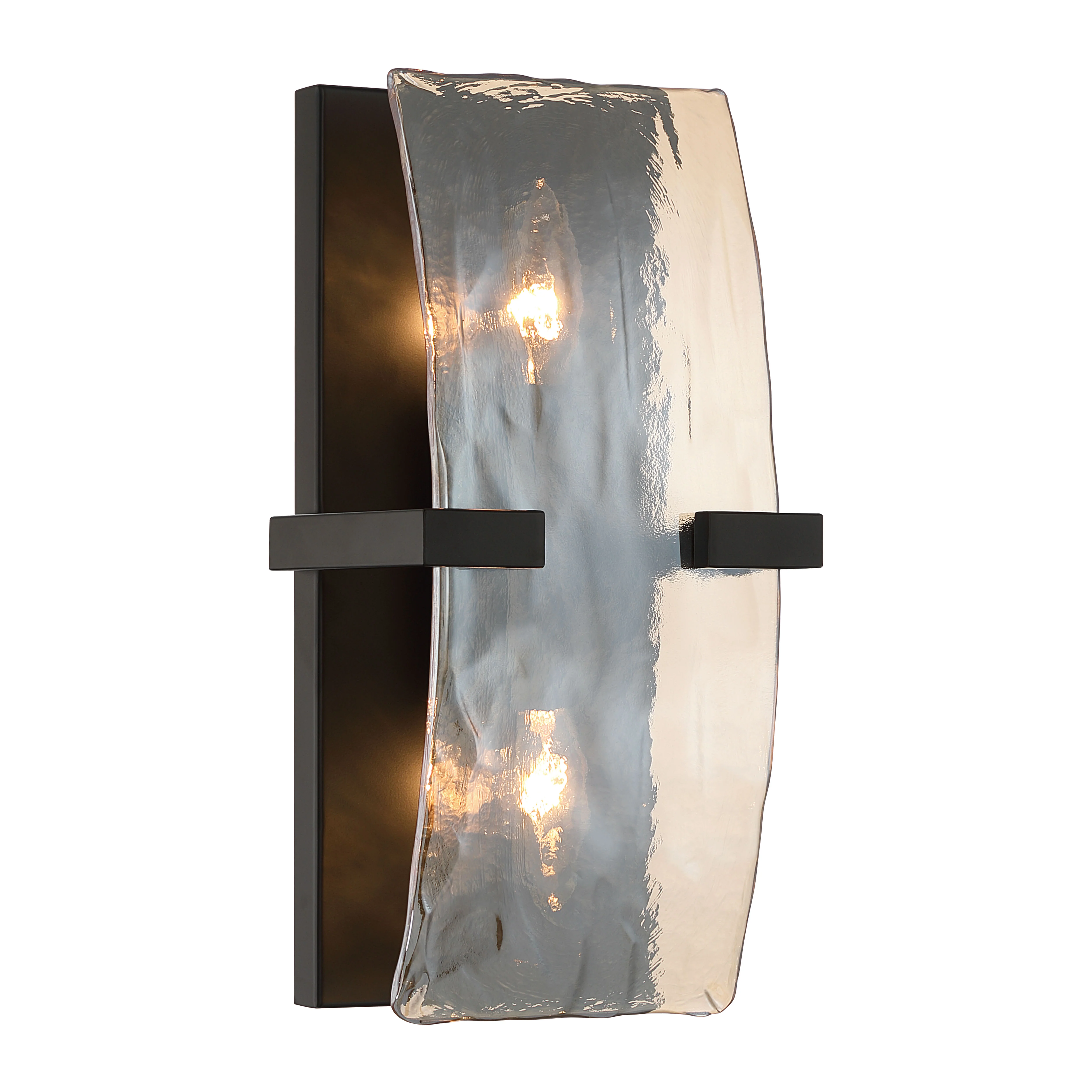 Aenon 2-light Wall Sconce in Matte Black with Amber Water Glass - Image 4
