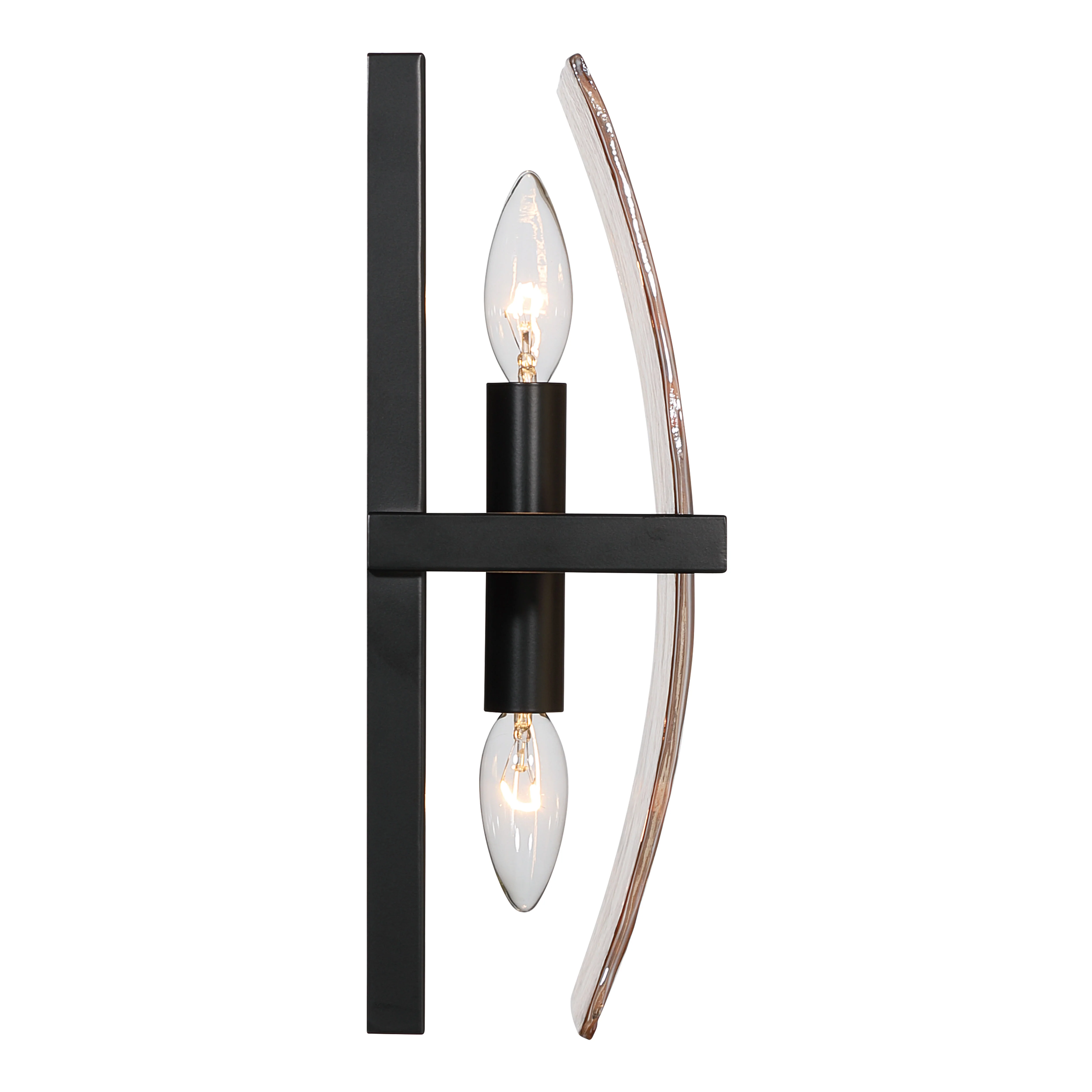 Aenon 2-light Wall Sconce in Matte Black with Amber Water Glass - Image 5