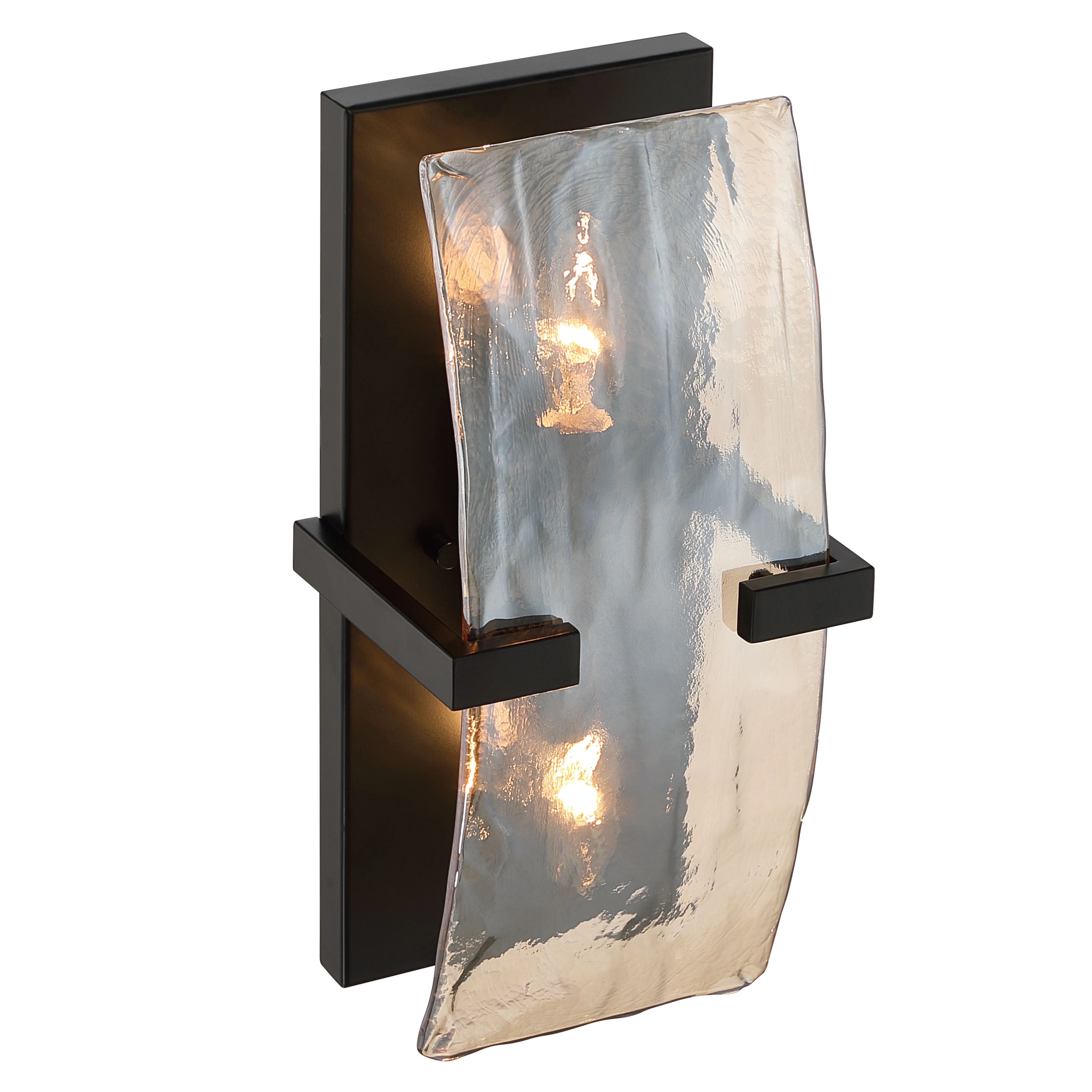 Aenon 2-light Wall Sconce in Matte Black with Amber Water Glass - Image 6