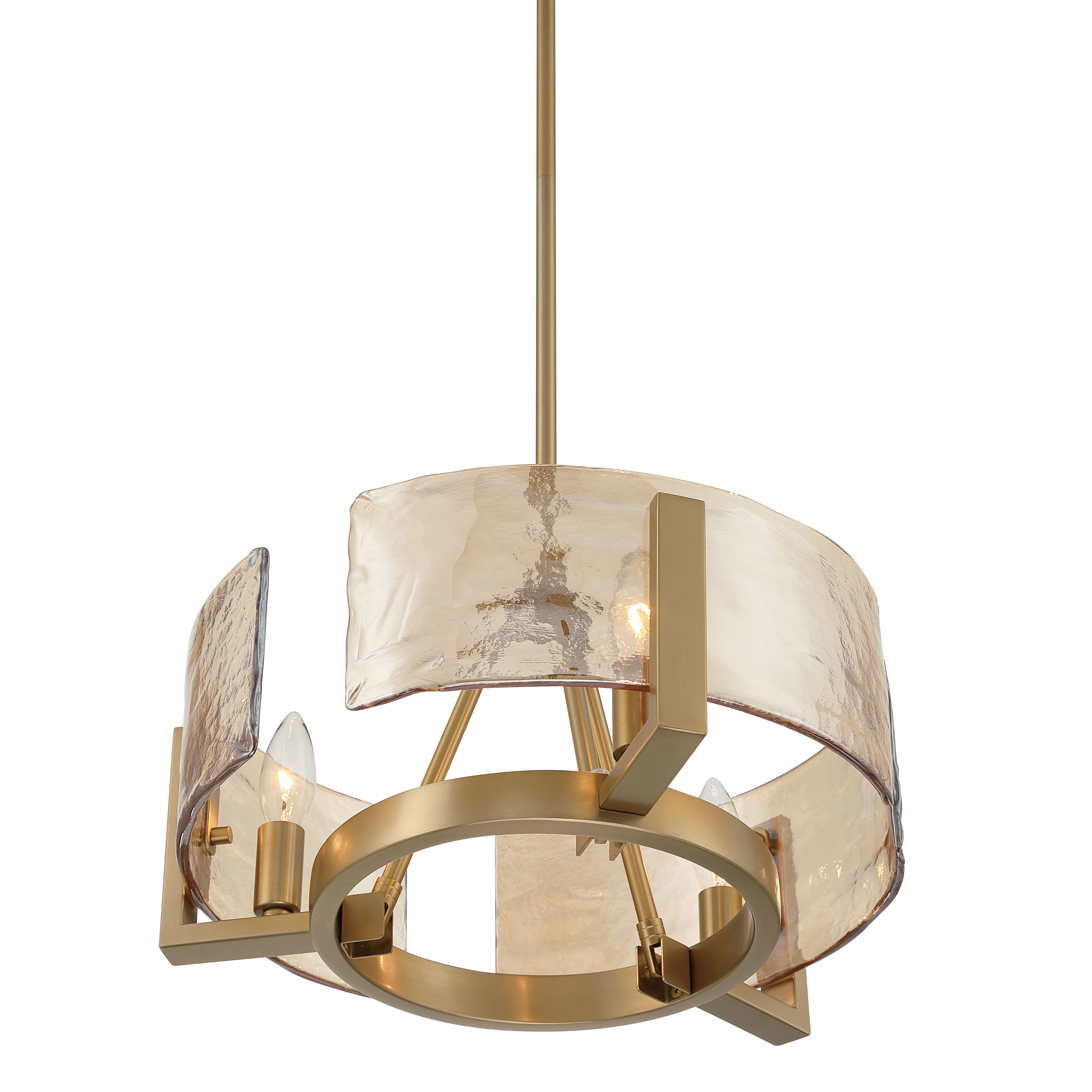 Aenon 3-light Chandelier in Brushed Champagne Brass with Amber Water Glass