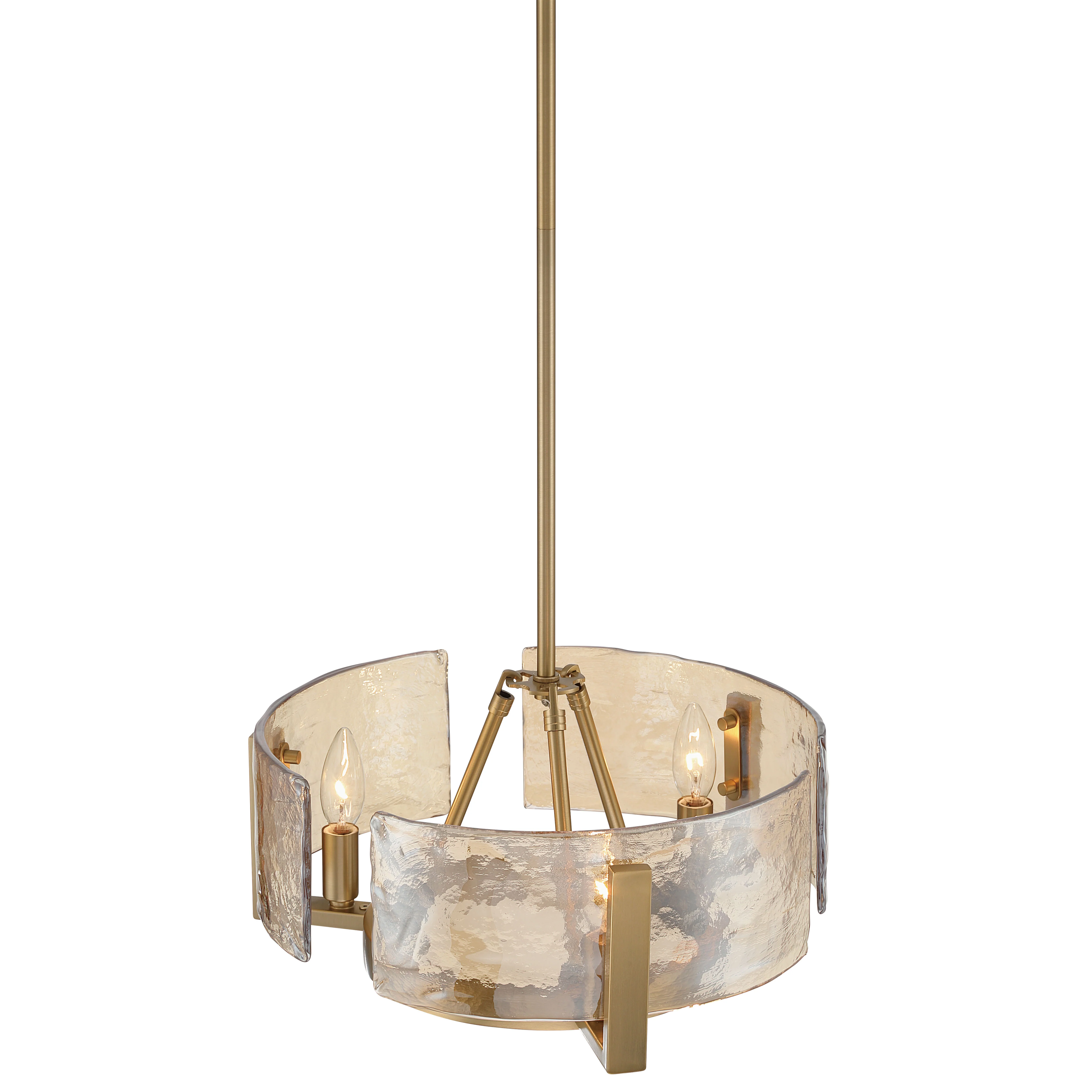 Aenon 3-light Chandelier in Brushed Champagne Brass with Amber Water Glass - Image 3