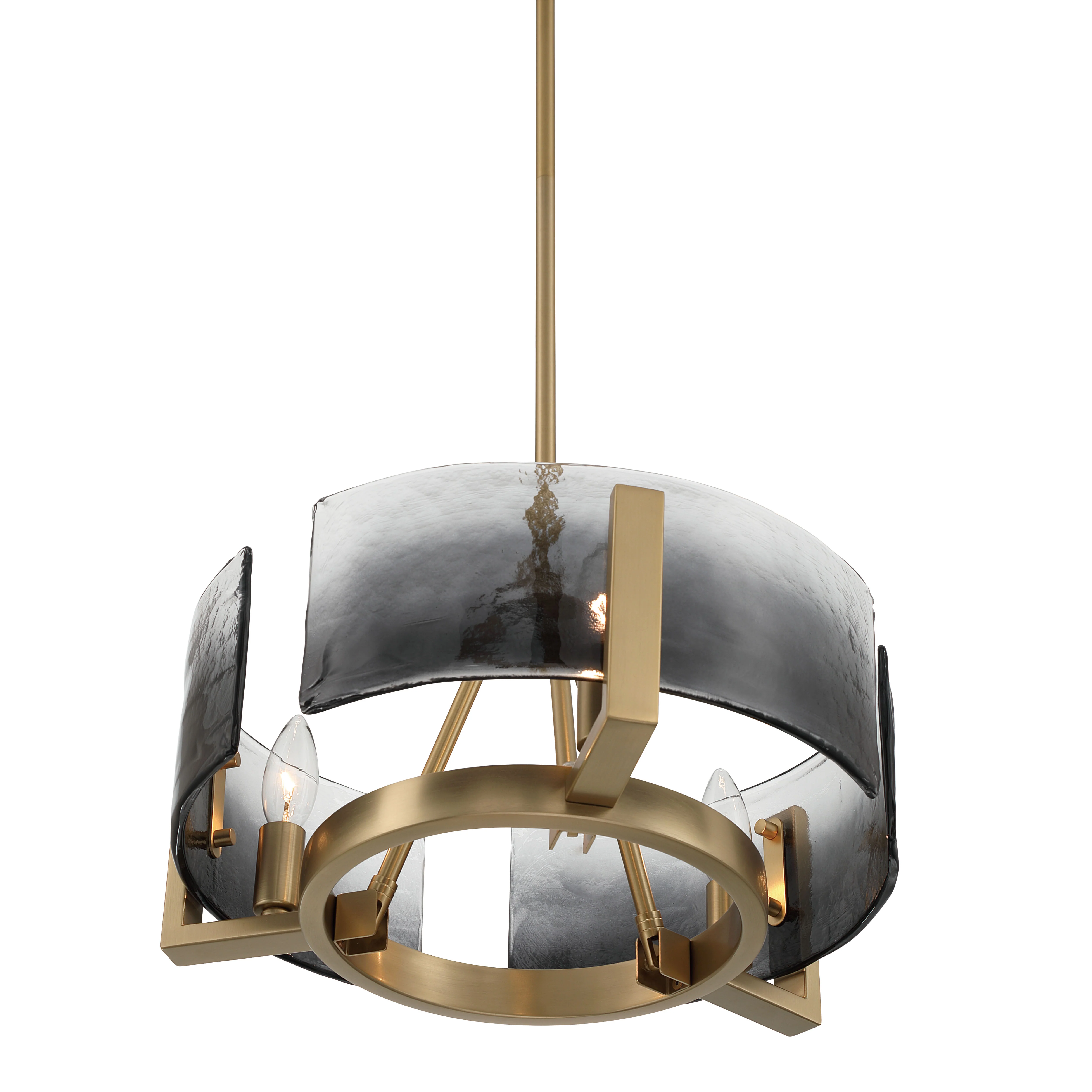 Aenon 3-light Chandelier in Brushed Champagne Brass with Smokey Water Glass