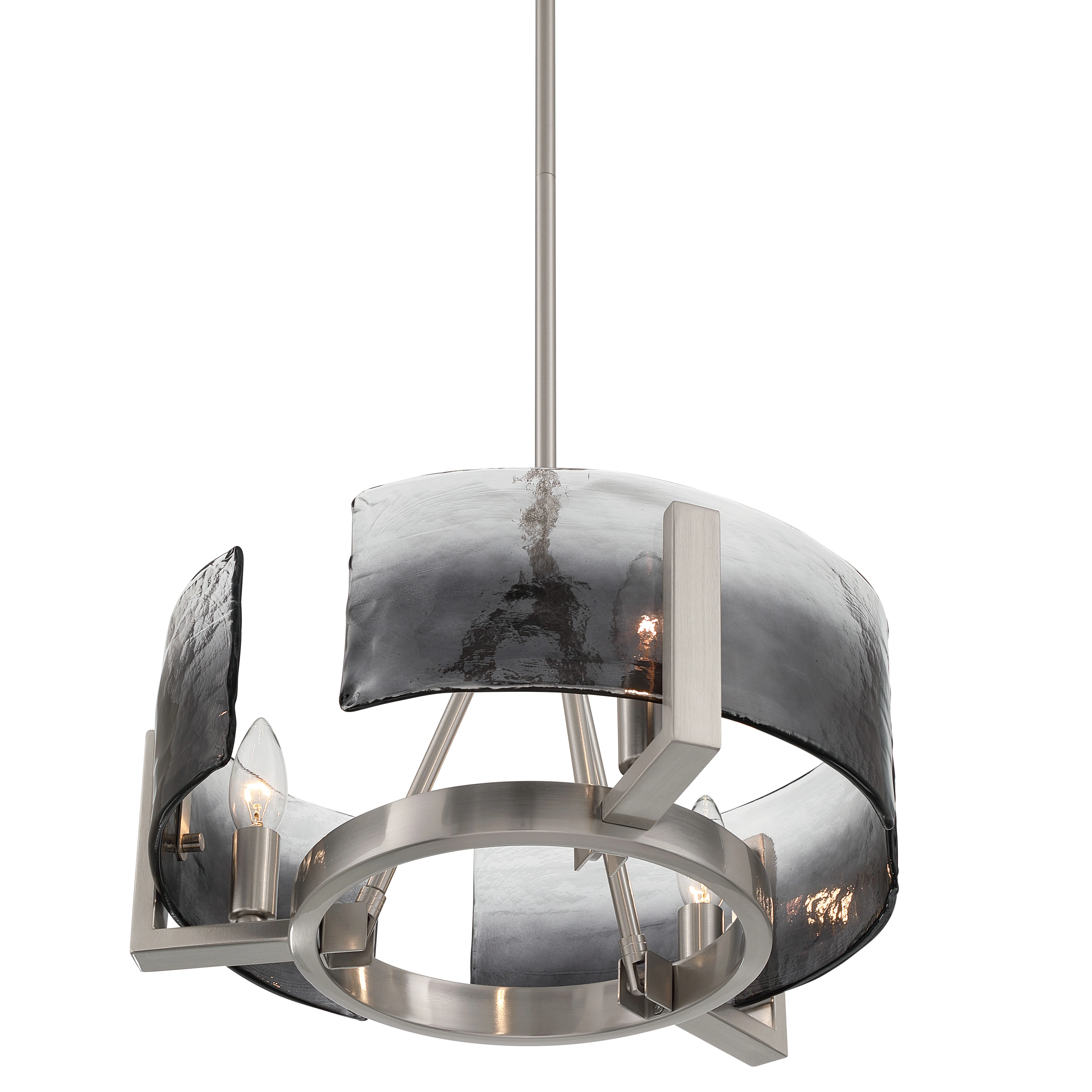 Aenon 3-light Chandelier in Pewter with Smokey Water Glass