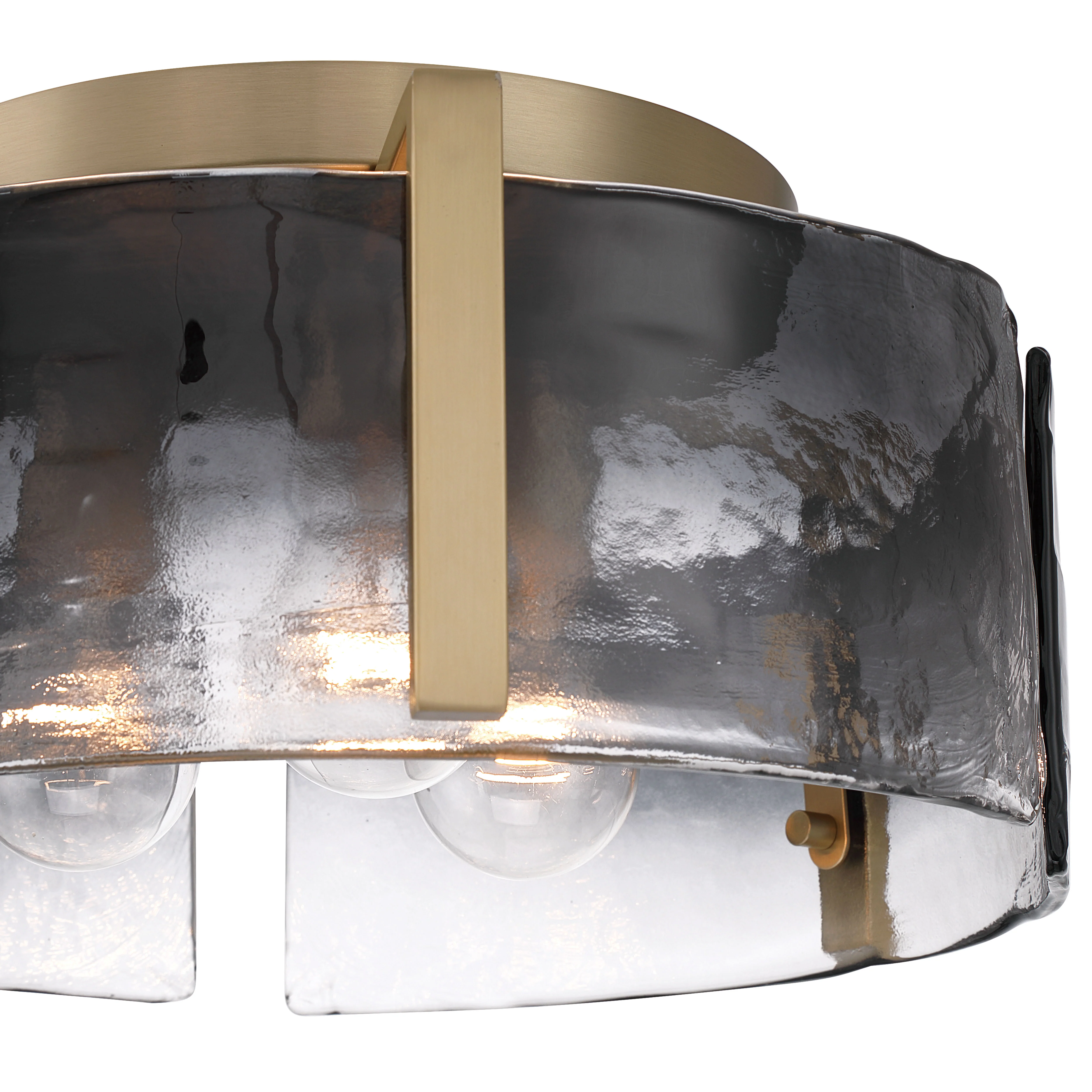 Aenon 3-light Flush Mount in Brushed Champagne Brass with Smokey Water Glass - Image 7