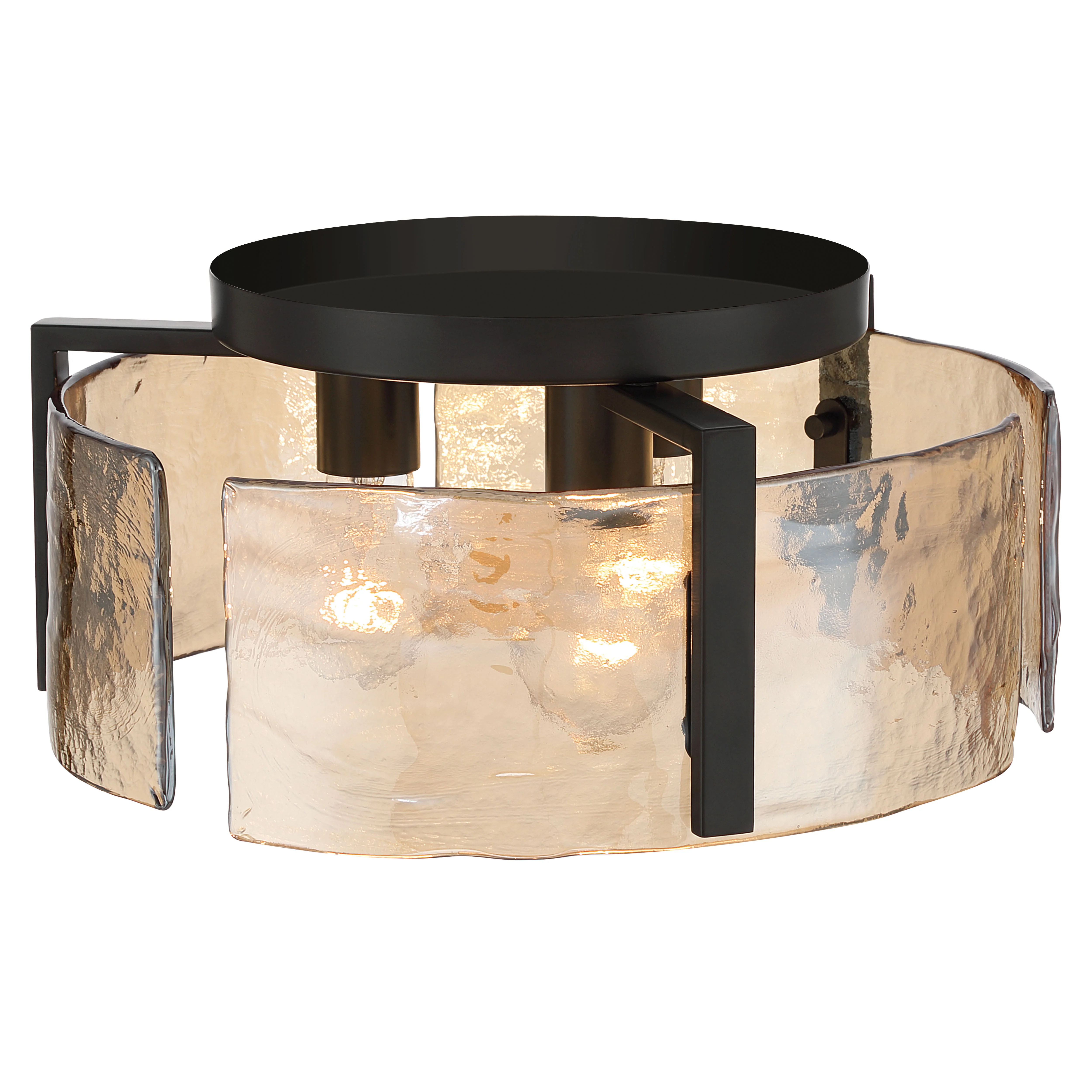 Aenon 3-light Flush Mount in Matte Black with Amber Water Glass - Image 5