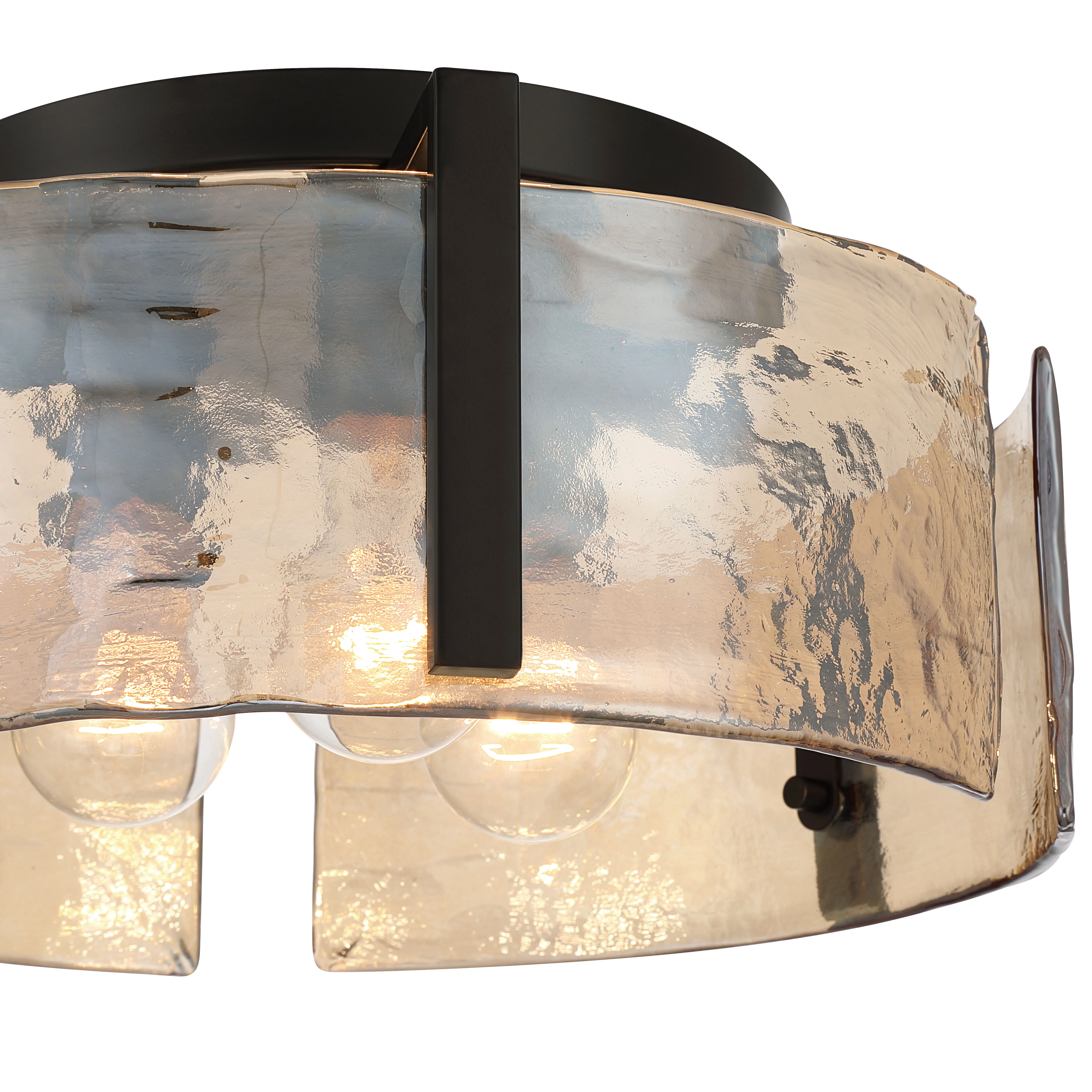 Aenon 3-light Flush Mount in Matte Black with Amber Water Glass - Image 8