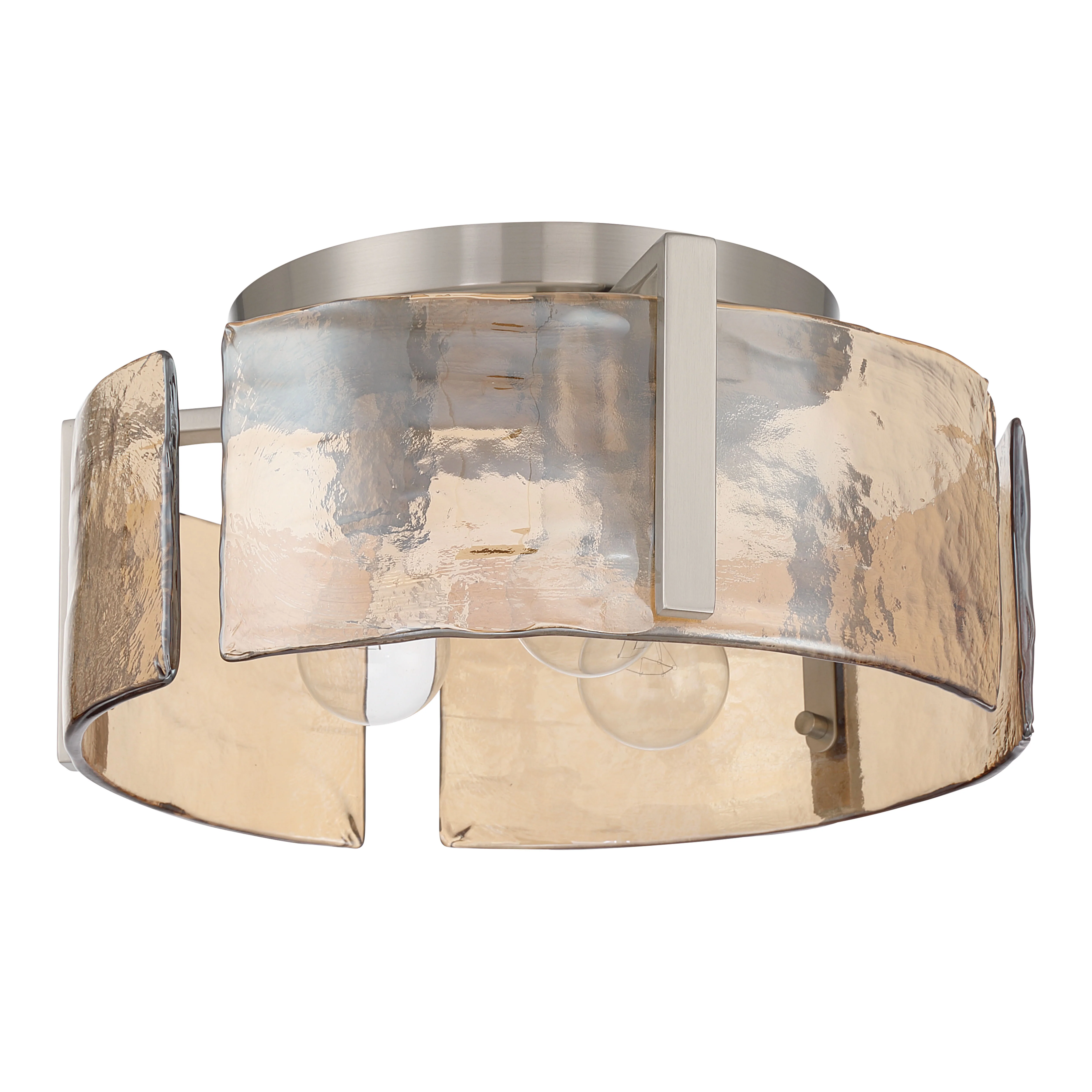 Aenon 3-light Flush Mount in Pewter with Amber Water Glass - Image 2