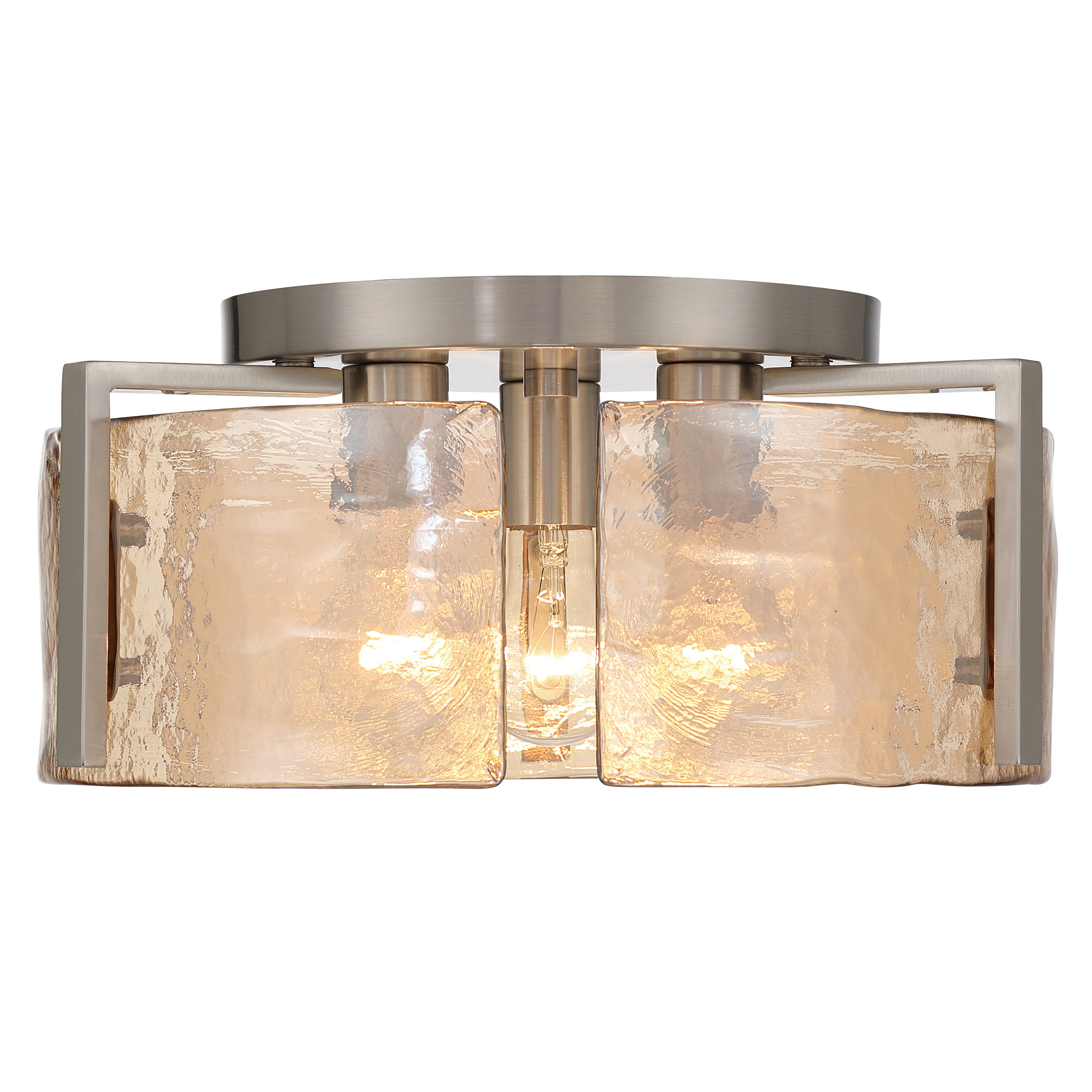 Aenon 3-light Flush Mount in Pewter with Amber Water Glass - Image 3