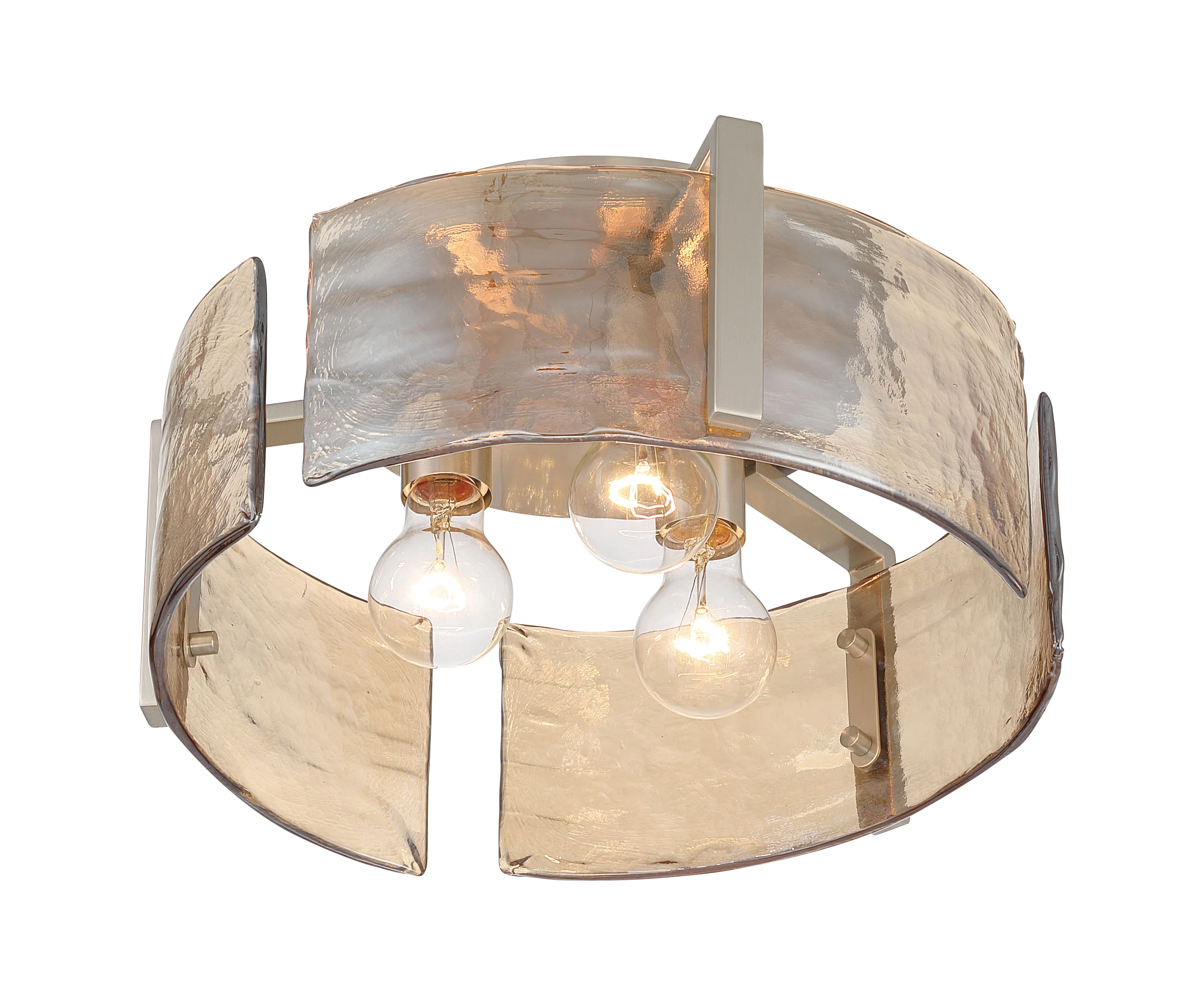 Aenon 3-light Flush Mount in Pewter with Amber Water Glass - Image 4