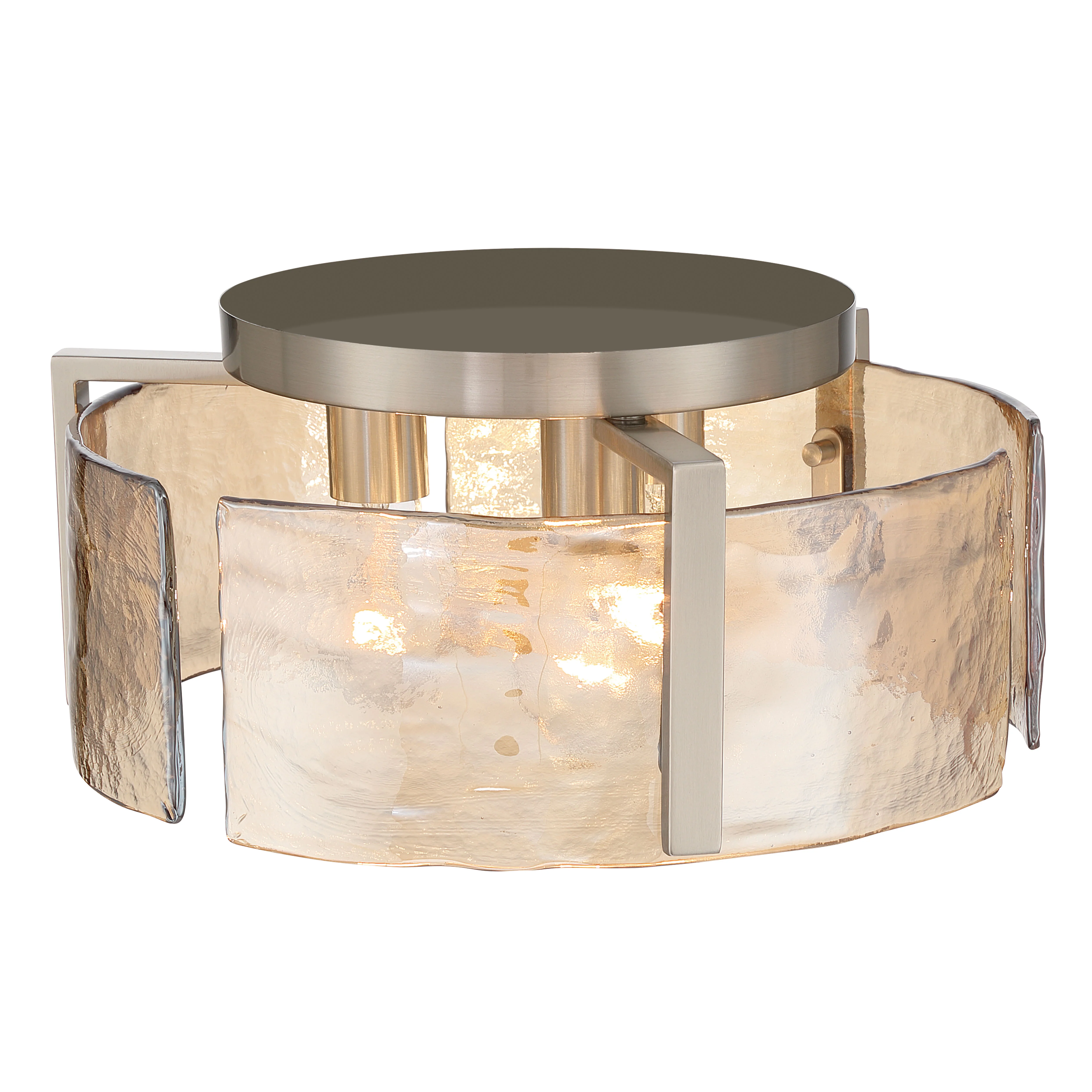 Aenon 3-light Flush Mount in Pewter with Amber Water Glass - Image 5