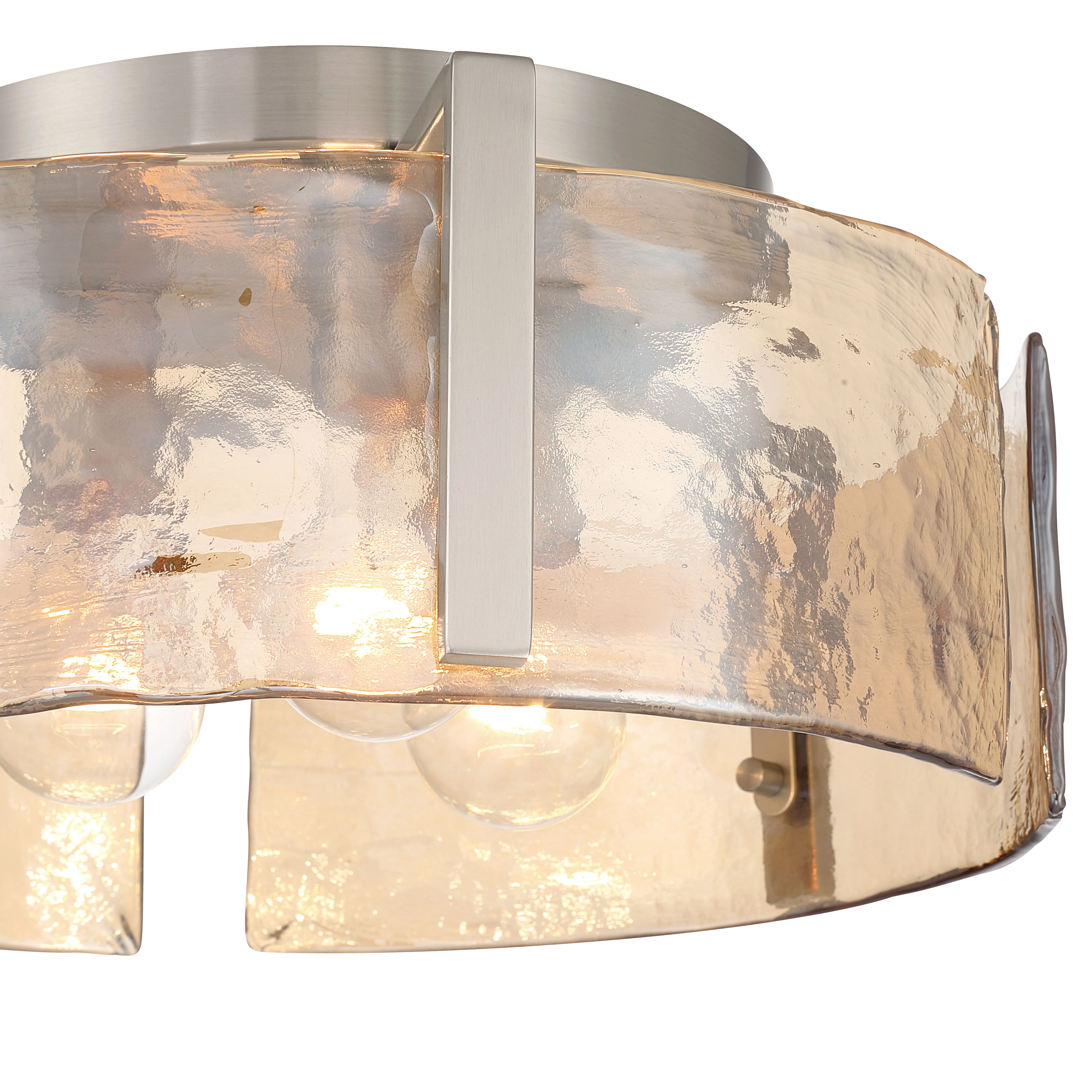 Aenon 3-light Flush Mount in Pewter with Amber Water Glass - Image 7