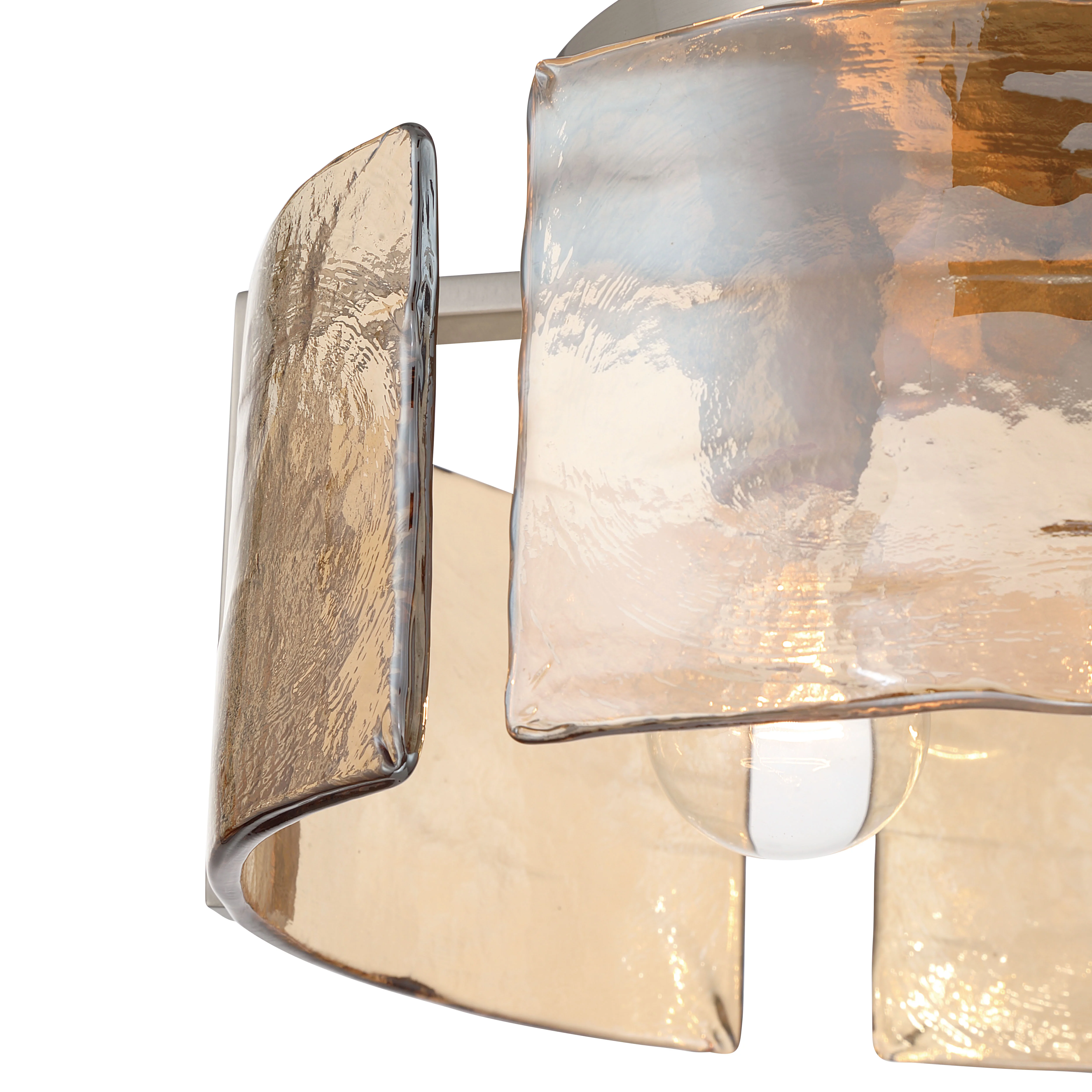 Aenon 3-light Flush Mount in Pewter with Amber Water Glass - Image 8