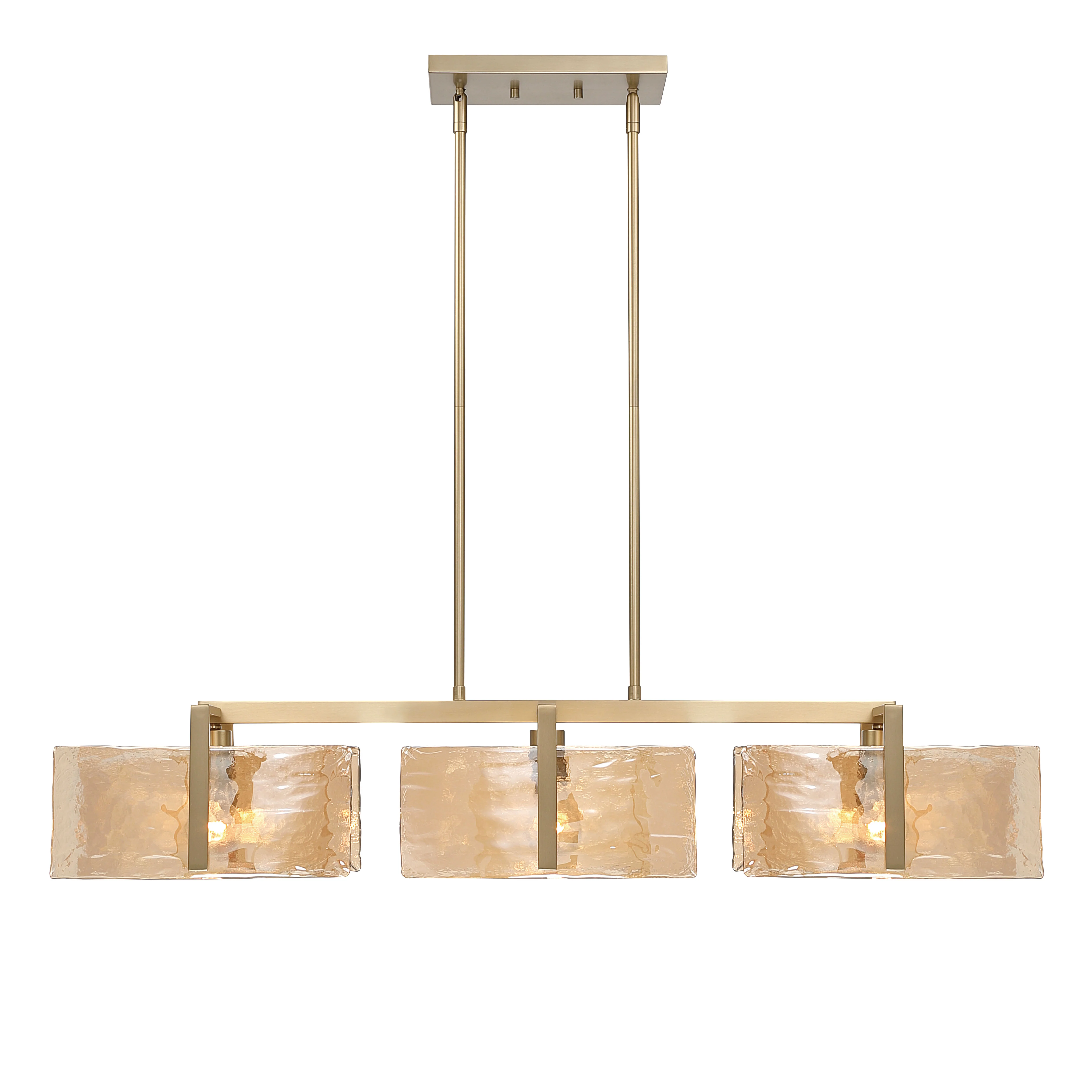 Aenon 3-light Island Light in Brushed Champagne Brass with Amber Water Glass - Image 2