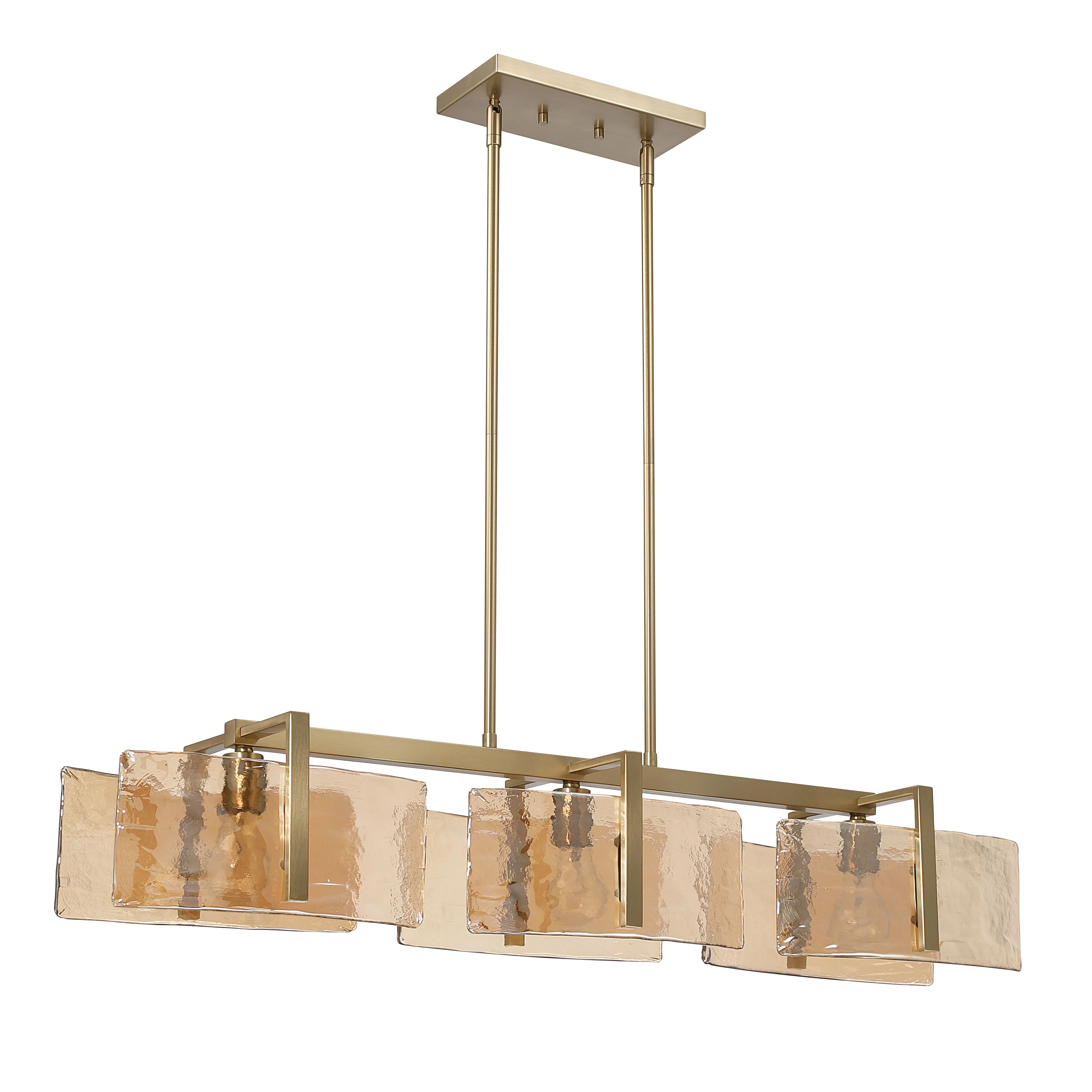 Aenon 3-light Island Light in Brushed Champagne Brass with Amber Water Glass - Image 4