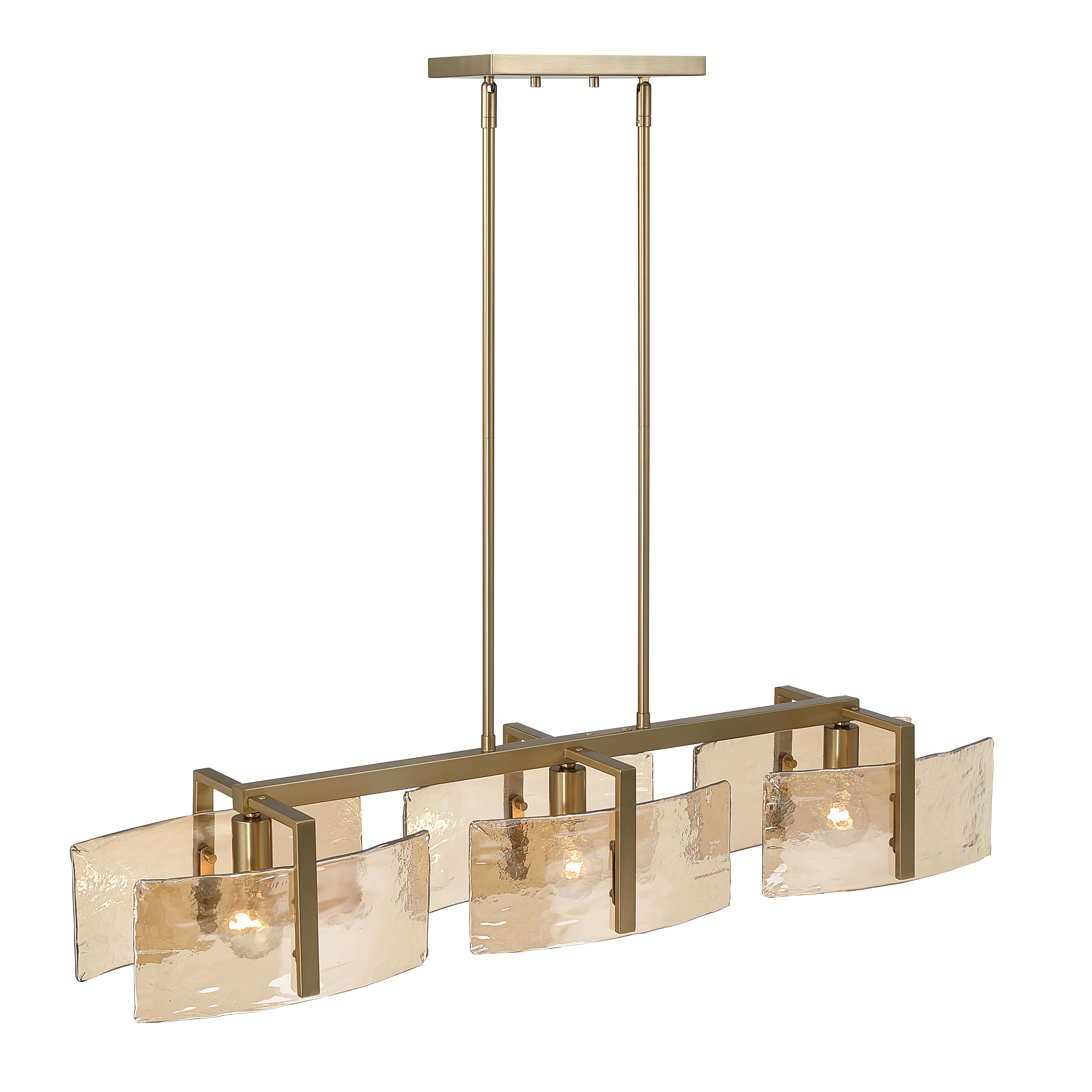 Aenon 3-light Island Light in Brushed Champagne Brass with Amber Water Glass - Image 5
