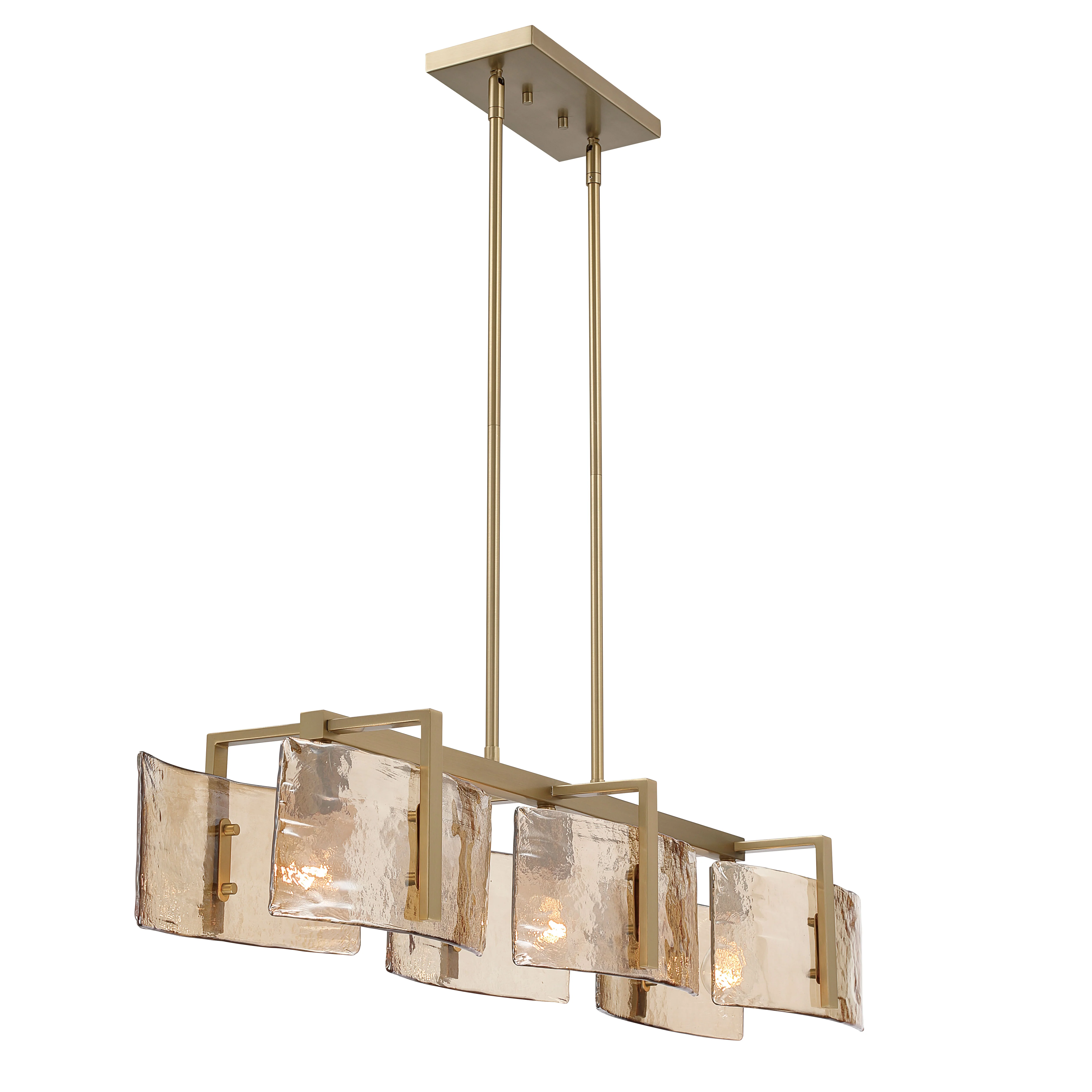 Aenon 3-light Island Light in Brushed Champagne Brass with Amber Water Glass - Image 6