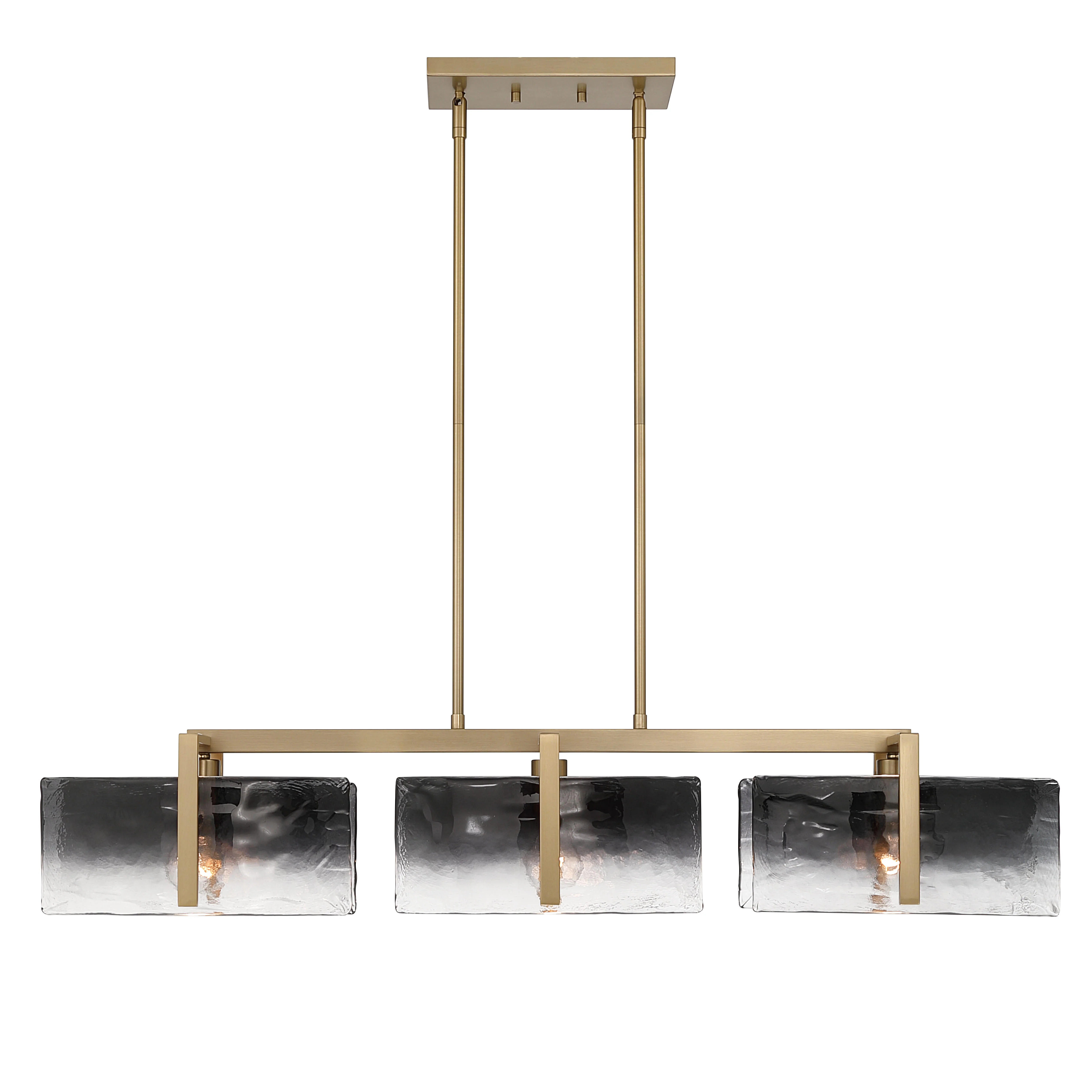 Aenon 3-light Island Light in Brushed Champagne Brass with Smokey Water Glass - Image 2