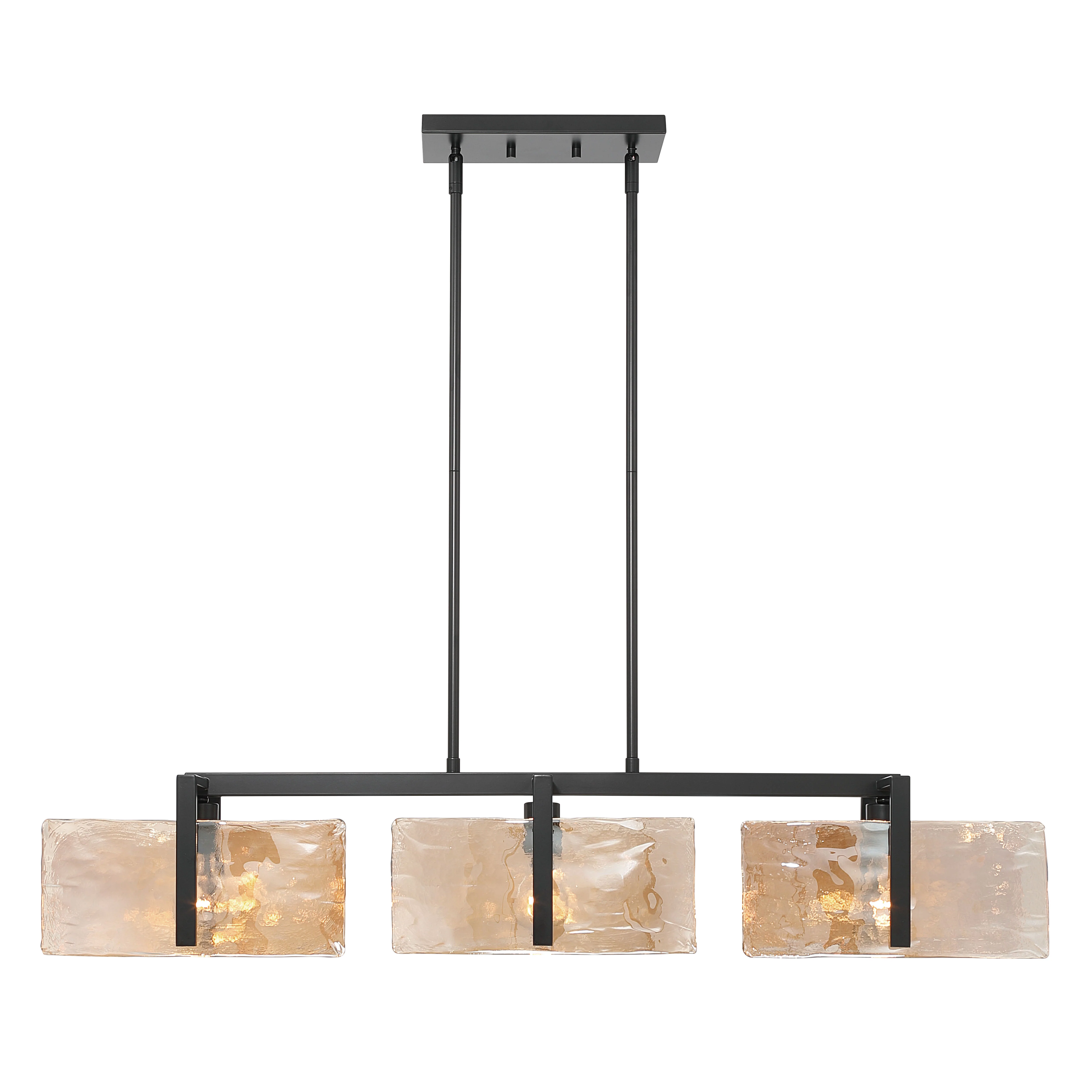 Aenon 3-light Island Light in Matte Black with Amber Water Glass - Image 2