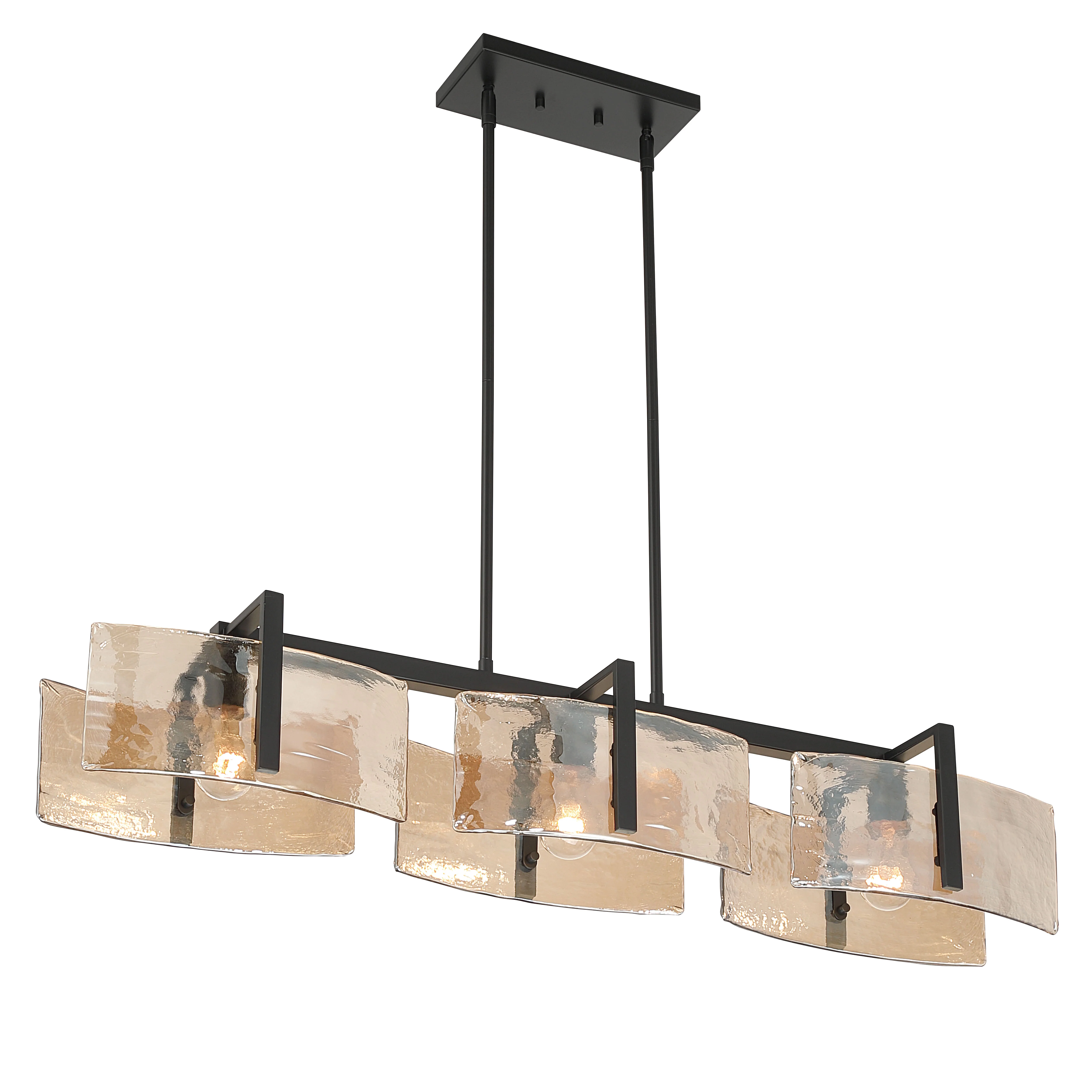 Aenon 3-light Island Light in Matte Black with Amber Water Glass - Image 3