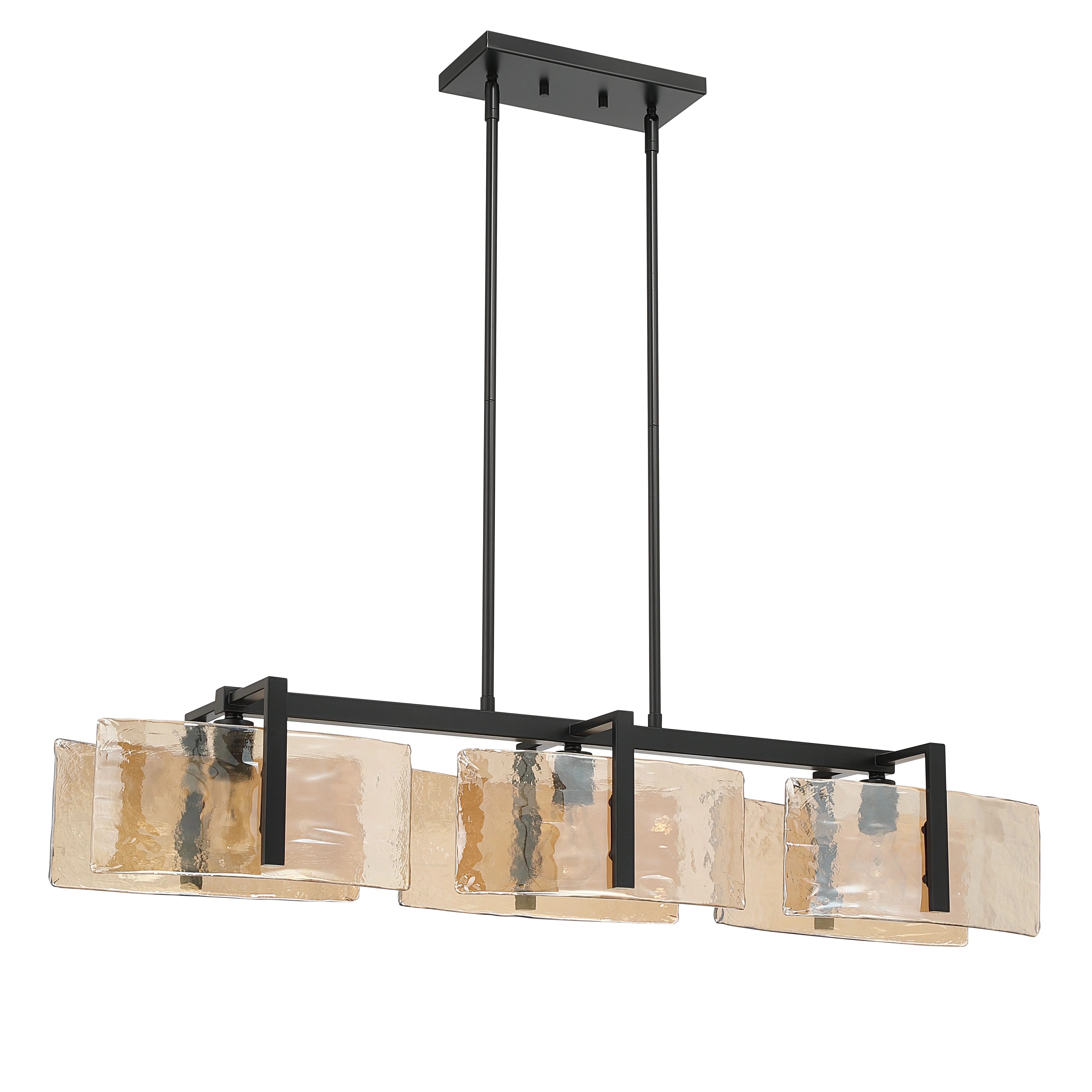 Aenon 3-light Island Light in Matte Black with Amber Water Glass - Image 5