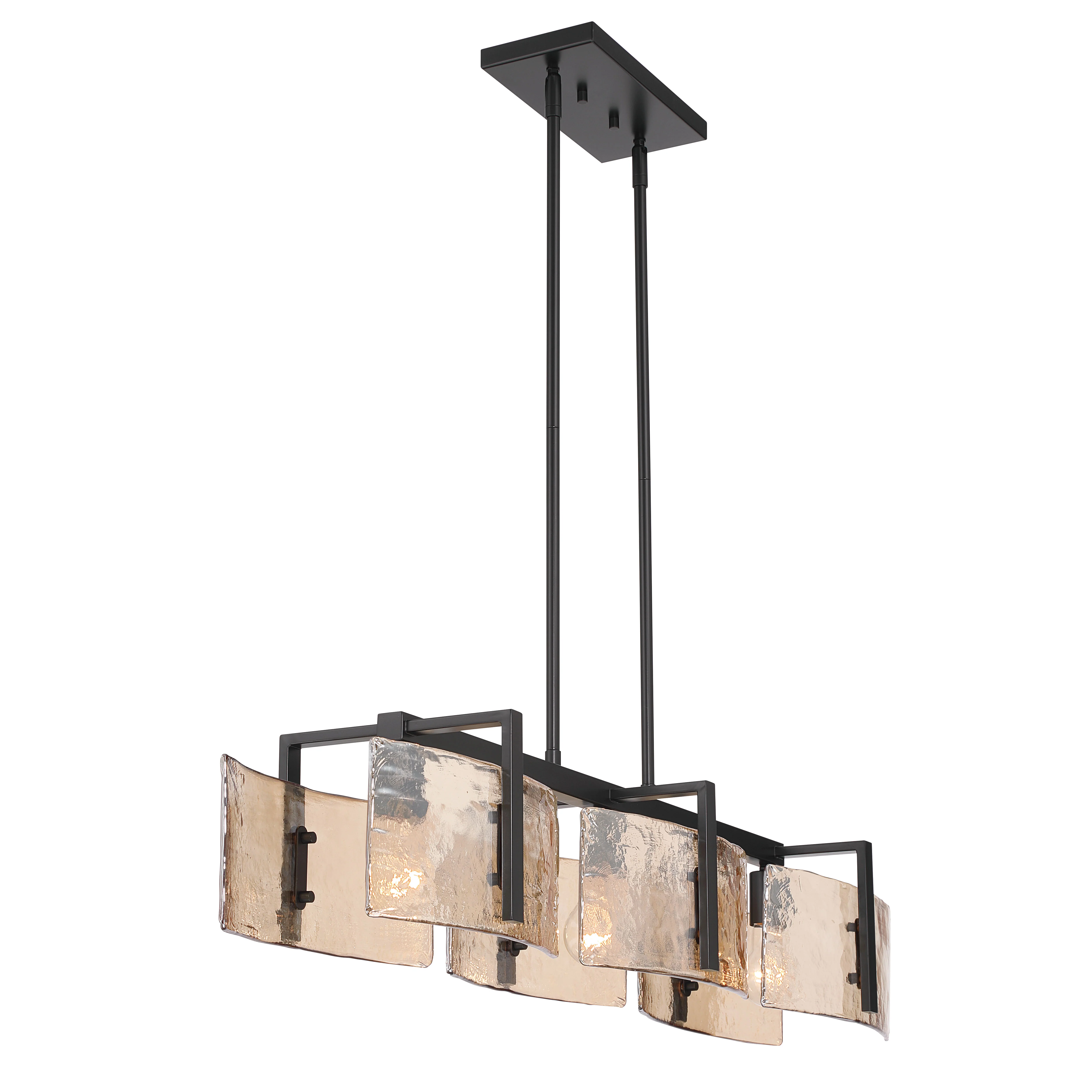 Aenon 3-light Island Light in Matte Black with Amber Water Glass - Image 6