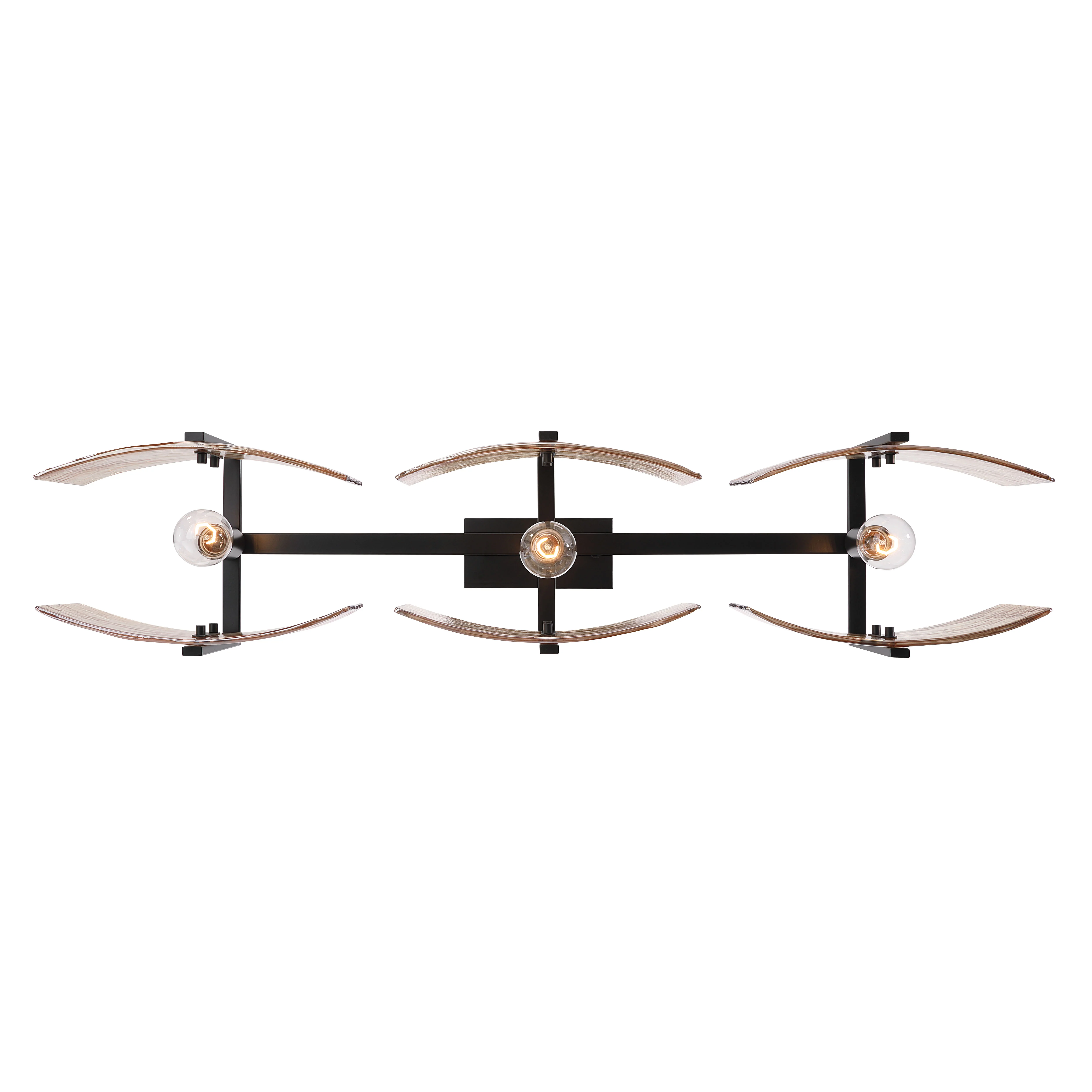 Aenon 3-light Island Light in Matte Black with Amber Water Glass - Image 8