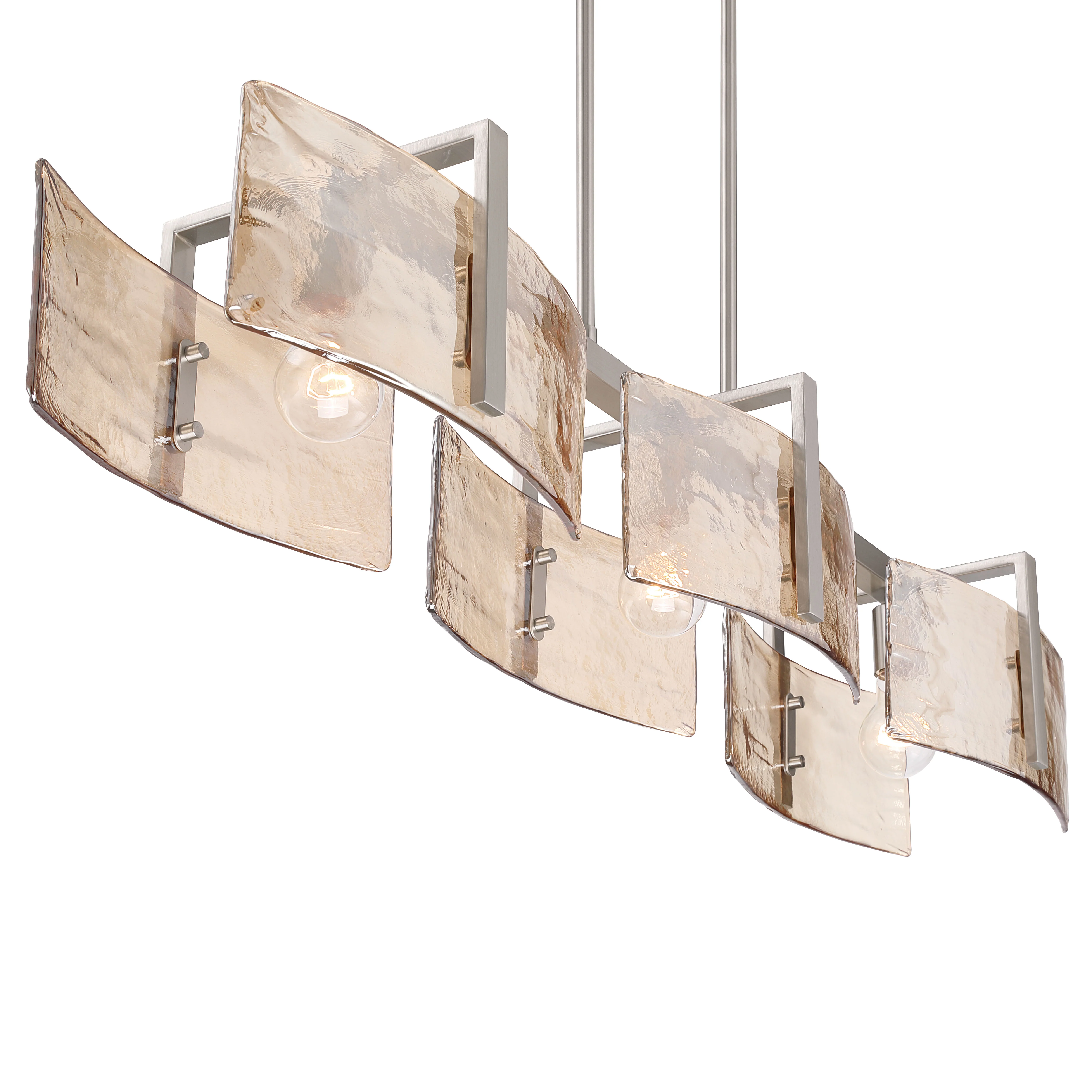 Aenon 3-light Island Light in Pewter with Amber Water Glass - Image 8